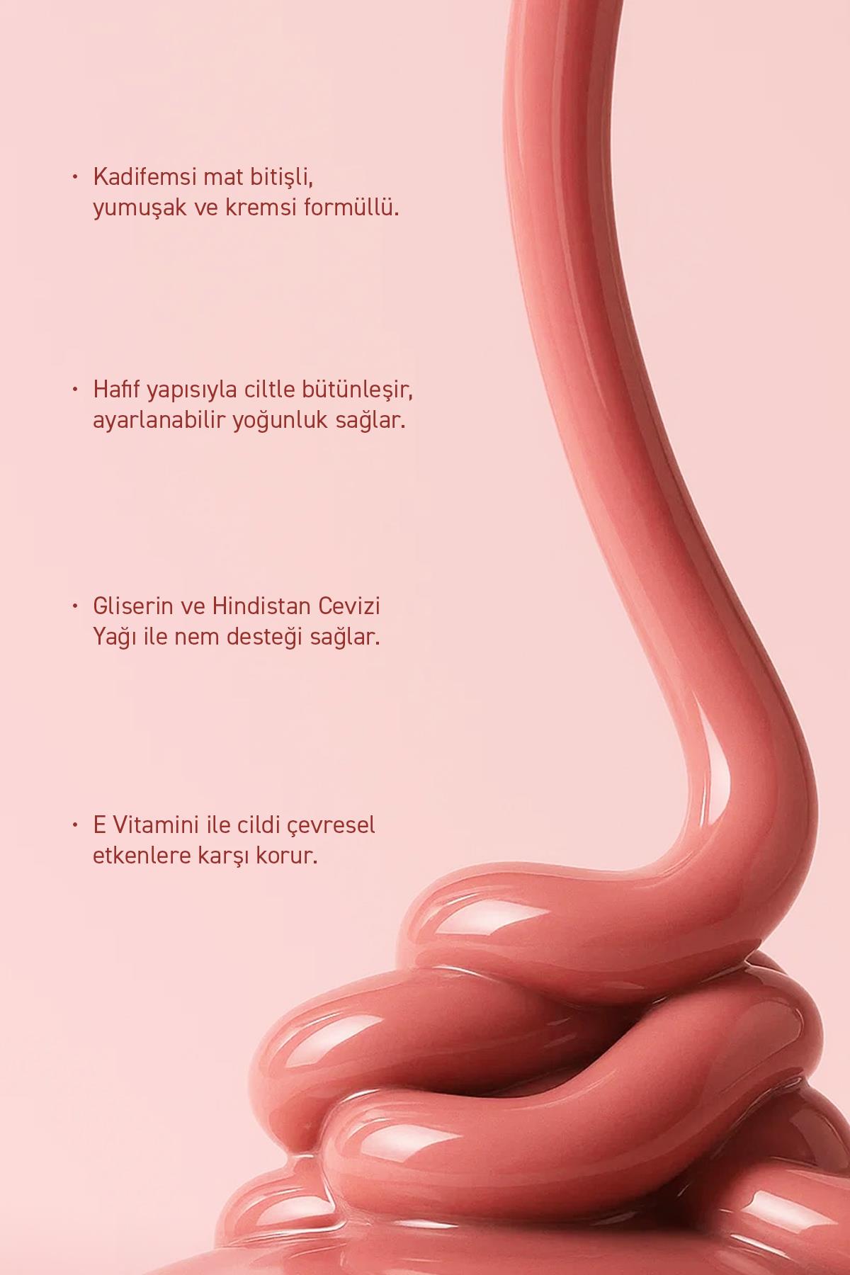 Yoğun Pigmentli E Vitaminli Mat Bitişli Kremsi Likit Allık - Liquid Blusher 03 Warm Apricot