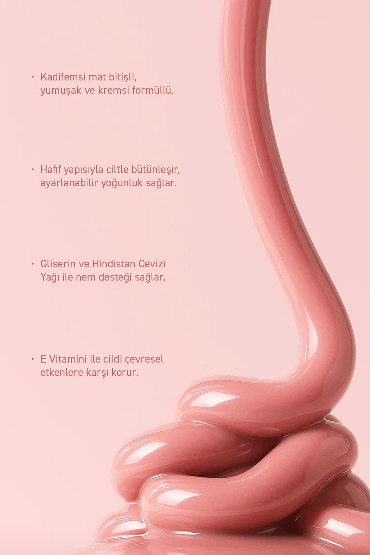 Yoğun Pigmentli E Vitaminli Mat Bitişli Kremsi Likit Allık - Liquid Blusher 01 Tender Peach