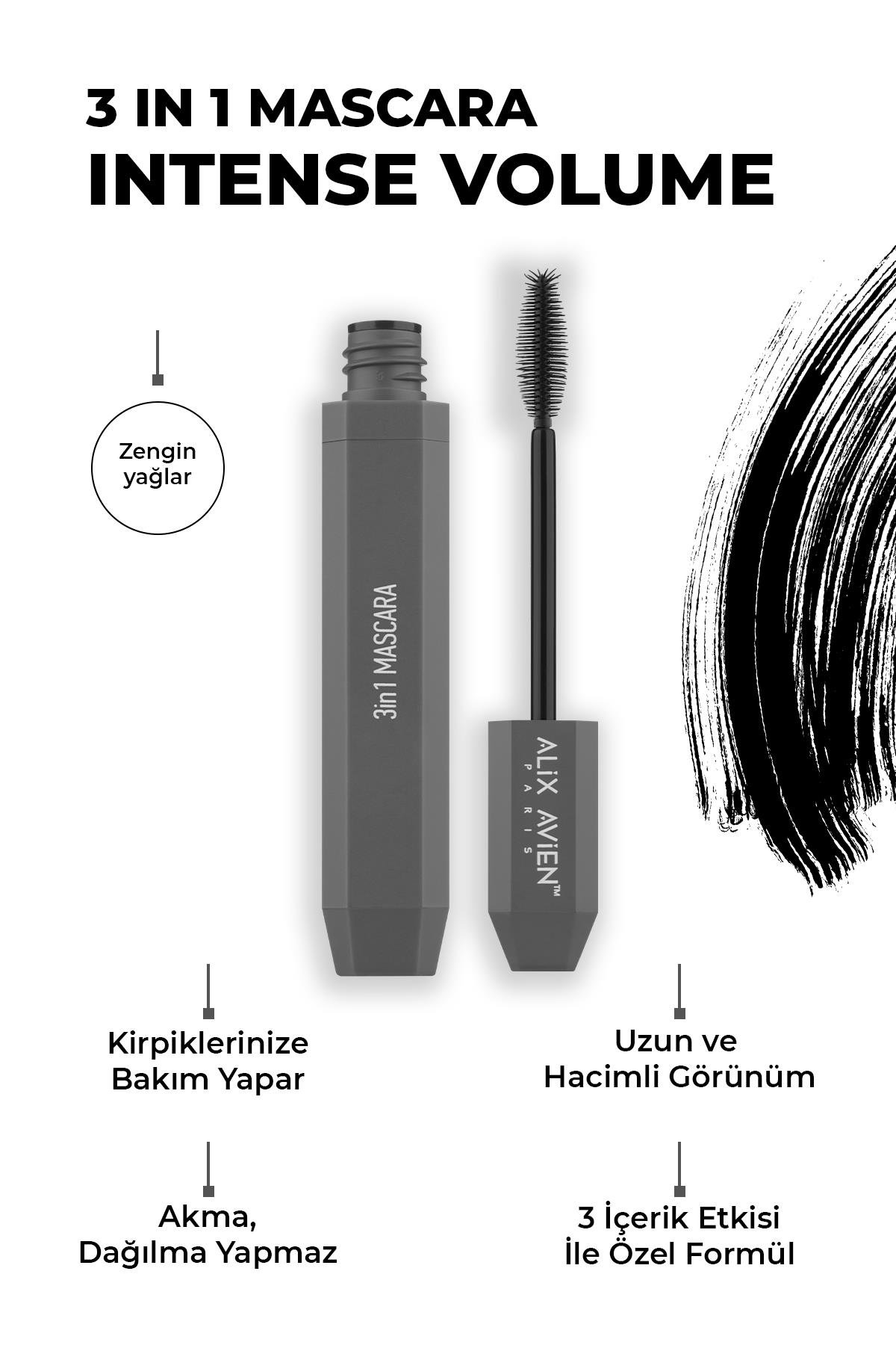 Yoğun Siyahlık & Hacim Veren Maskara - 3 IN 1 Mascara