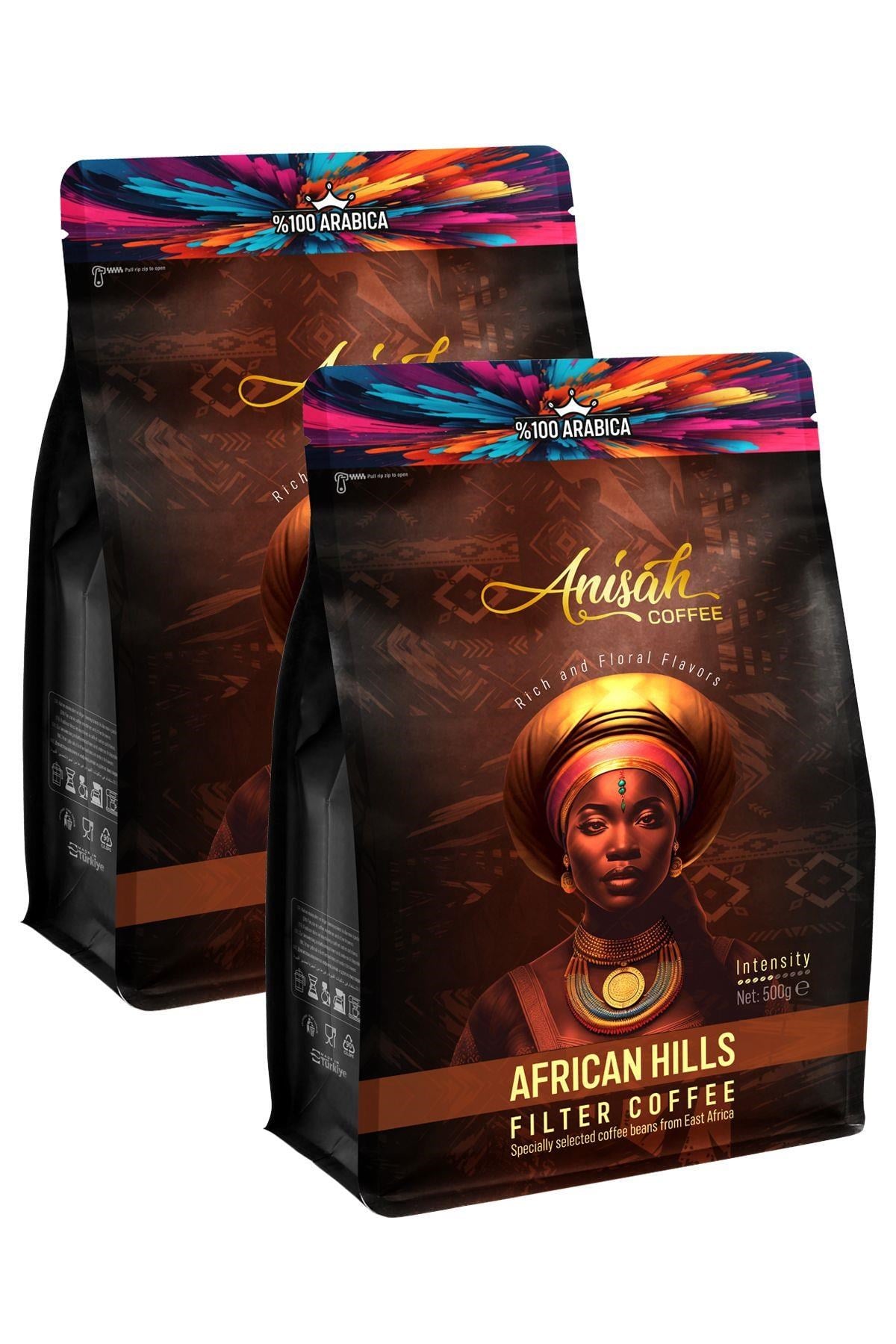 Anisah Coffee African Hills Çekirdek Filtre Kahve | 2x500 Gr | %100 Arabica Doğu Afrika Blend | Orta Kavrum (medium roast) - ANISAH COFFEE