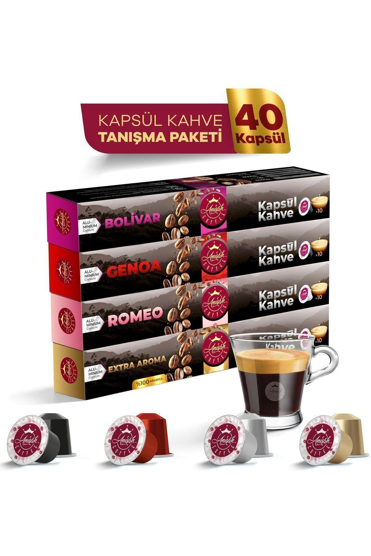 Anisah Coffee Kapsül Kahve Seti Bolivar Genoa Romeo ve Extra Aroma 40 Adet - ANISAH COFFEE