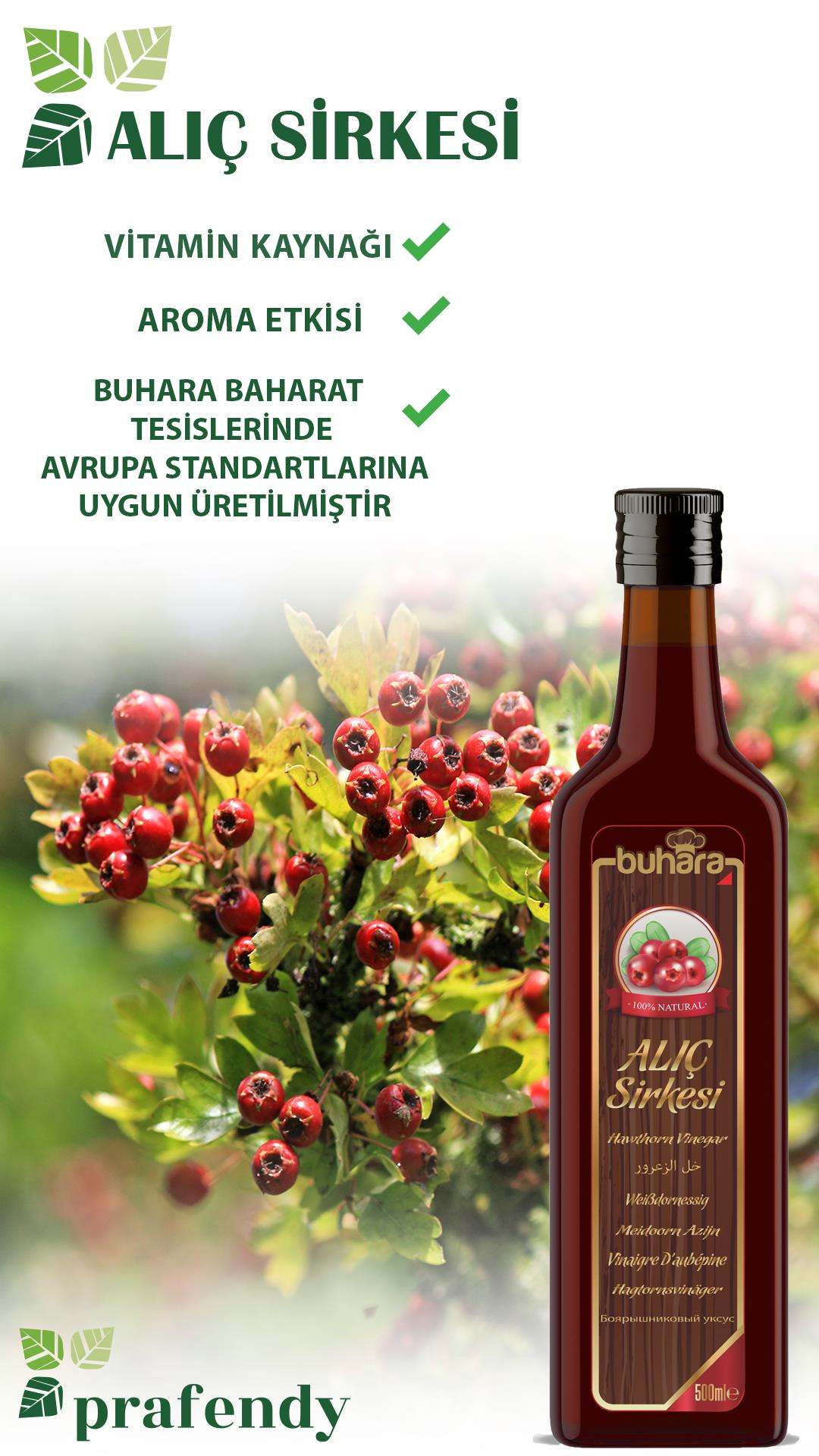 BUHARA 100% DOĞAL ALIÇ SİRKESİ CAM ŞİŞE 500 ML - BUHARA