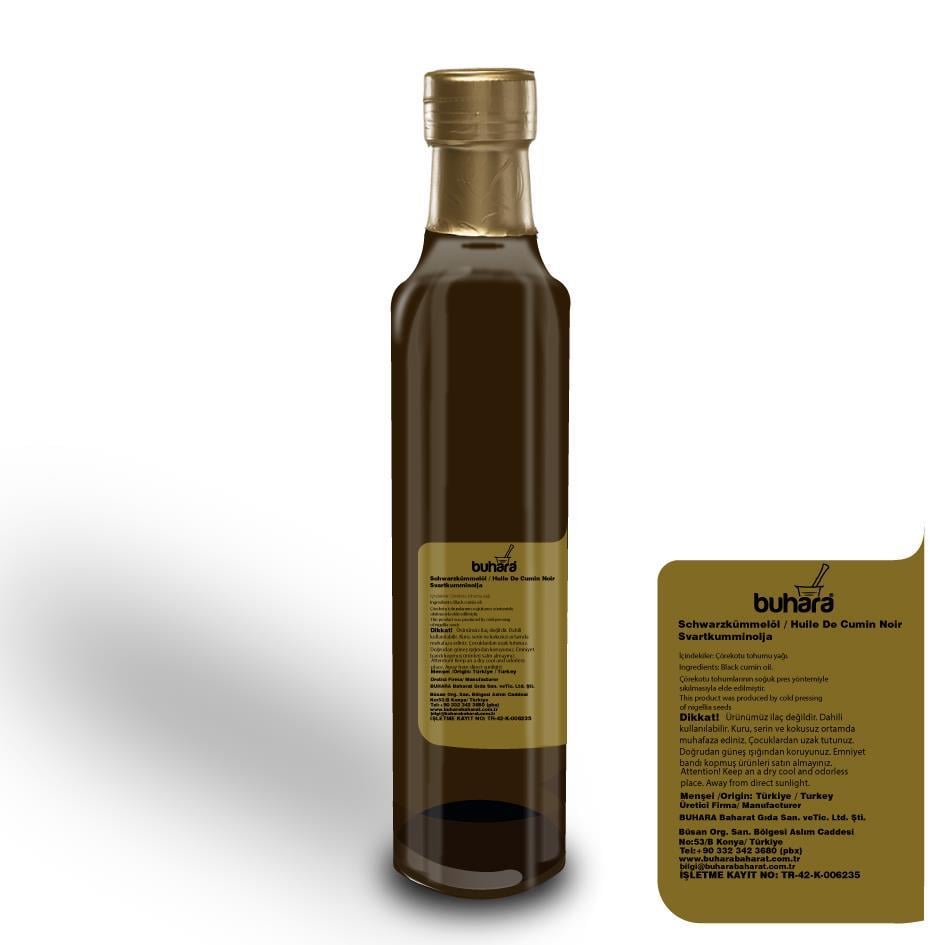 BUHARA ÇÖREK OTU YAĞI ( Çörekotu ) 250 ML CAM ŞİŞE Soğuk Press 100% DOĞAL ve SAF - BUHARA