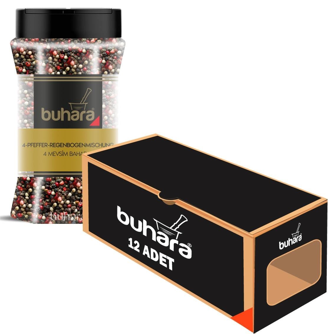 BUHARA TOPTAN 4 MEVSİM KARIŞIK BİBER TANE 110 GR  x 12 Ad. PET - BUHARA