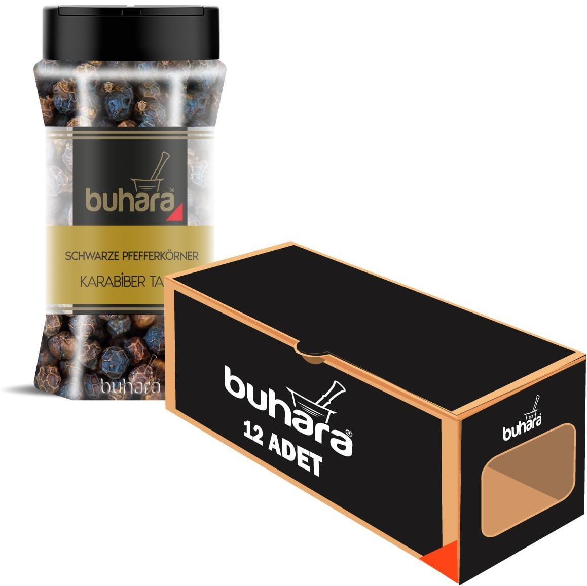 BUHARA TOPTAN KARABİBER TANE 150 GR x 12 Ad. PET - BUHARA