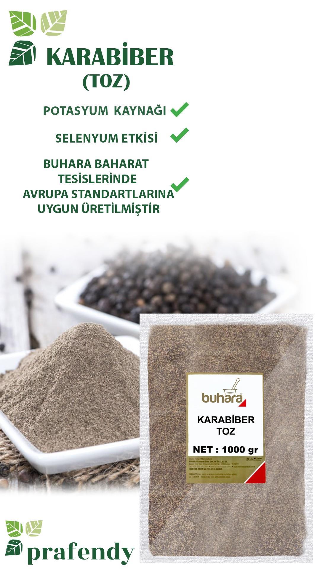 Buhara Toptan Karabiber Toz 1 Kg x 10 Ad. - BUHARA