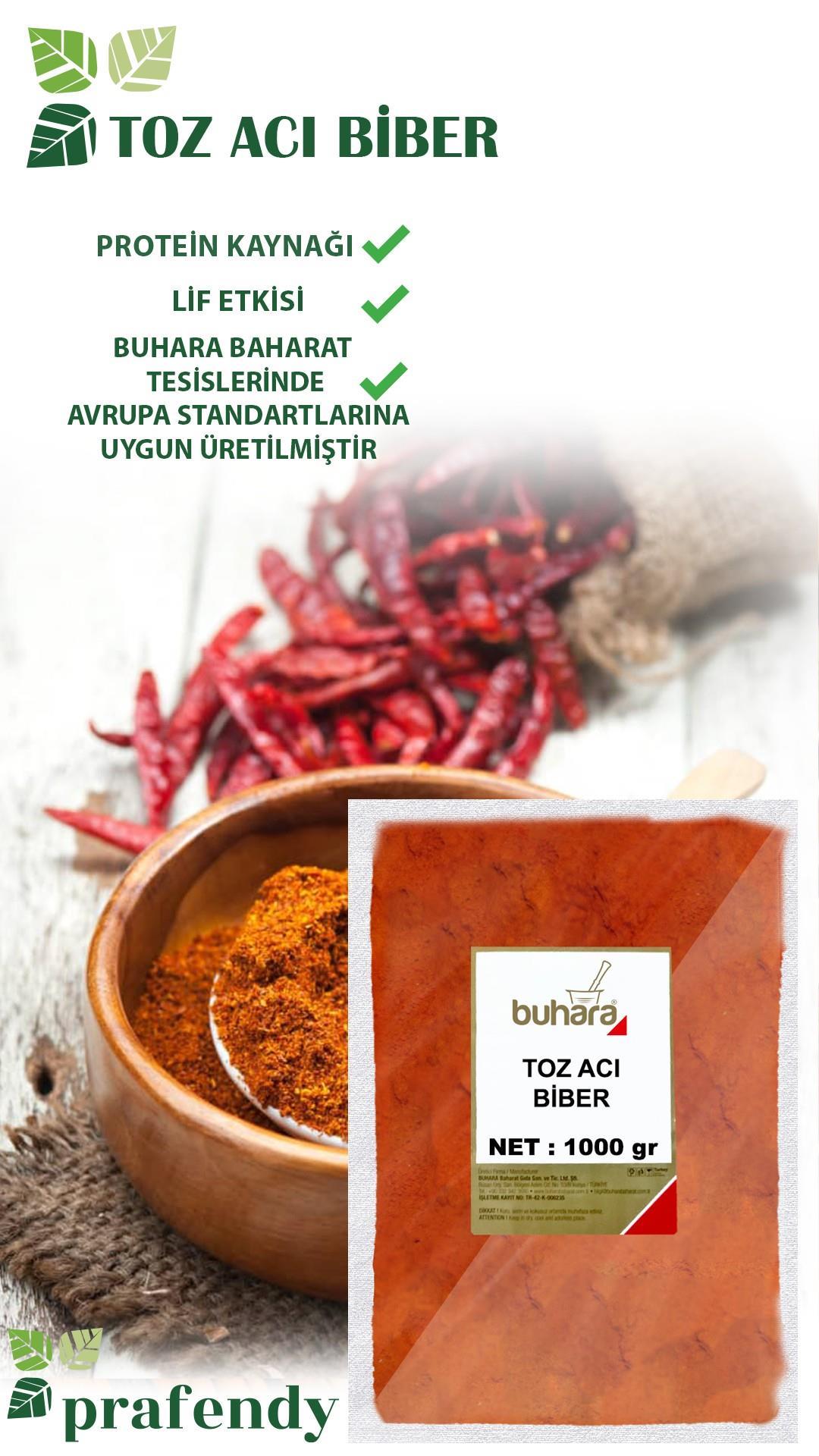 BUHARA TOPTAN TOZ ACI BİBER 1 KG x 10 Ad - 10 KG - BUHARA