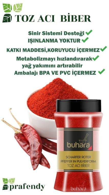 BUHARA TOZ ACI BİBER 150 GR PET - BUHARA BAHARAT