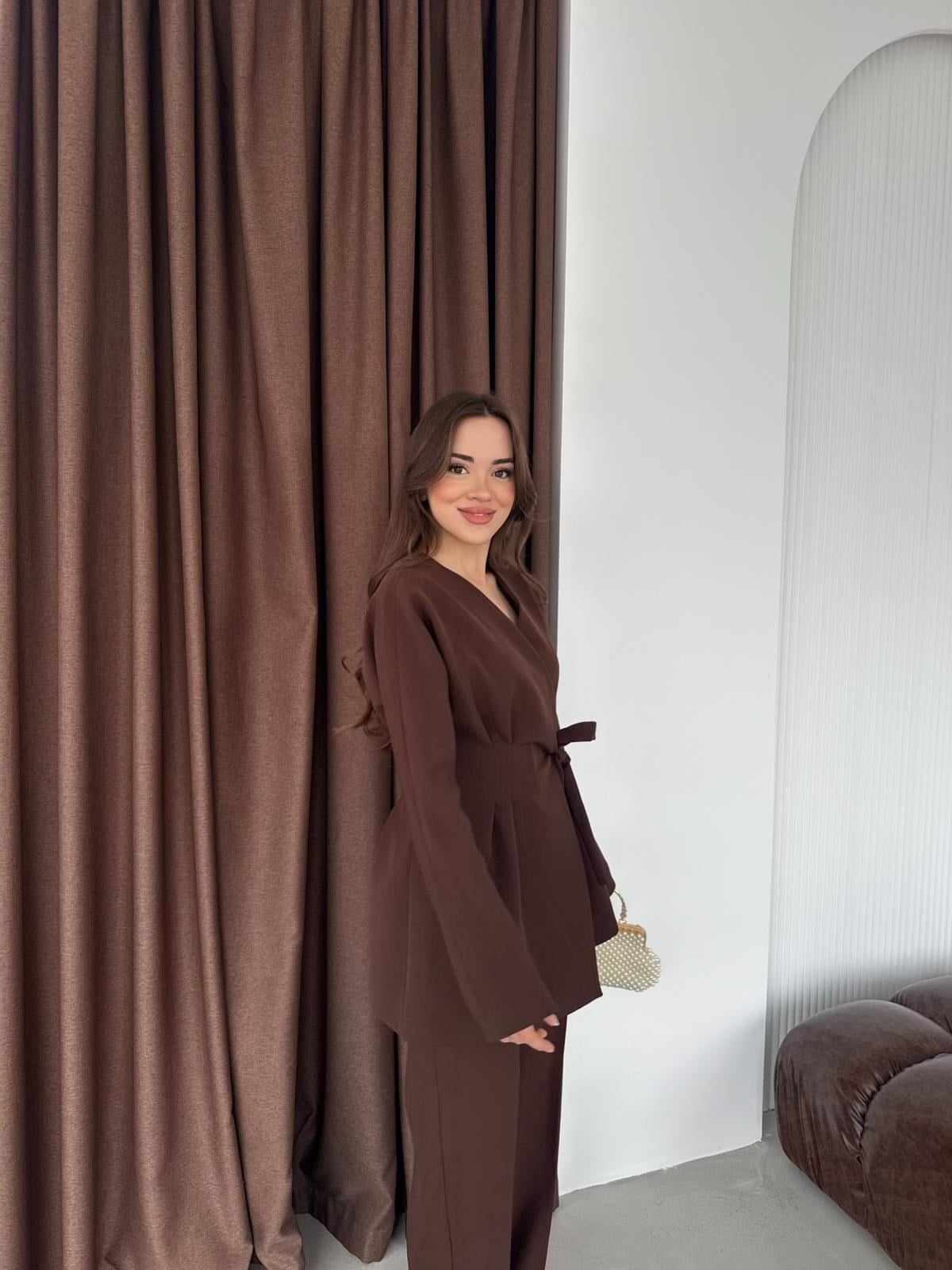 Bağlamalı Ceket Takım