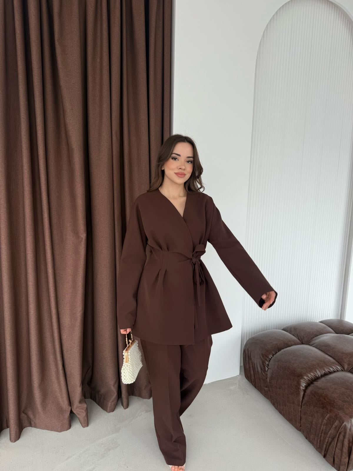 Bağlamalı Ceket Takım