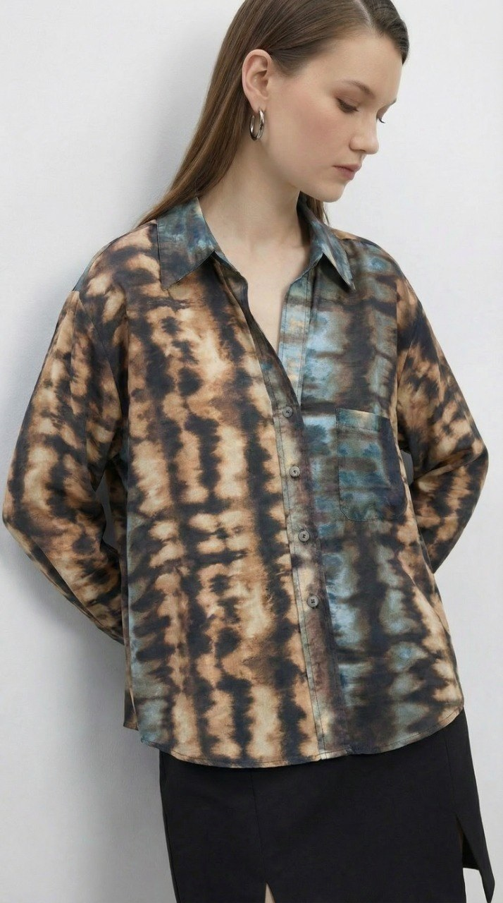 Batik Desenli Oversize Gömlek