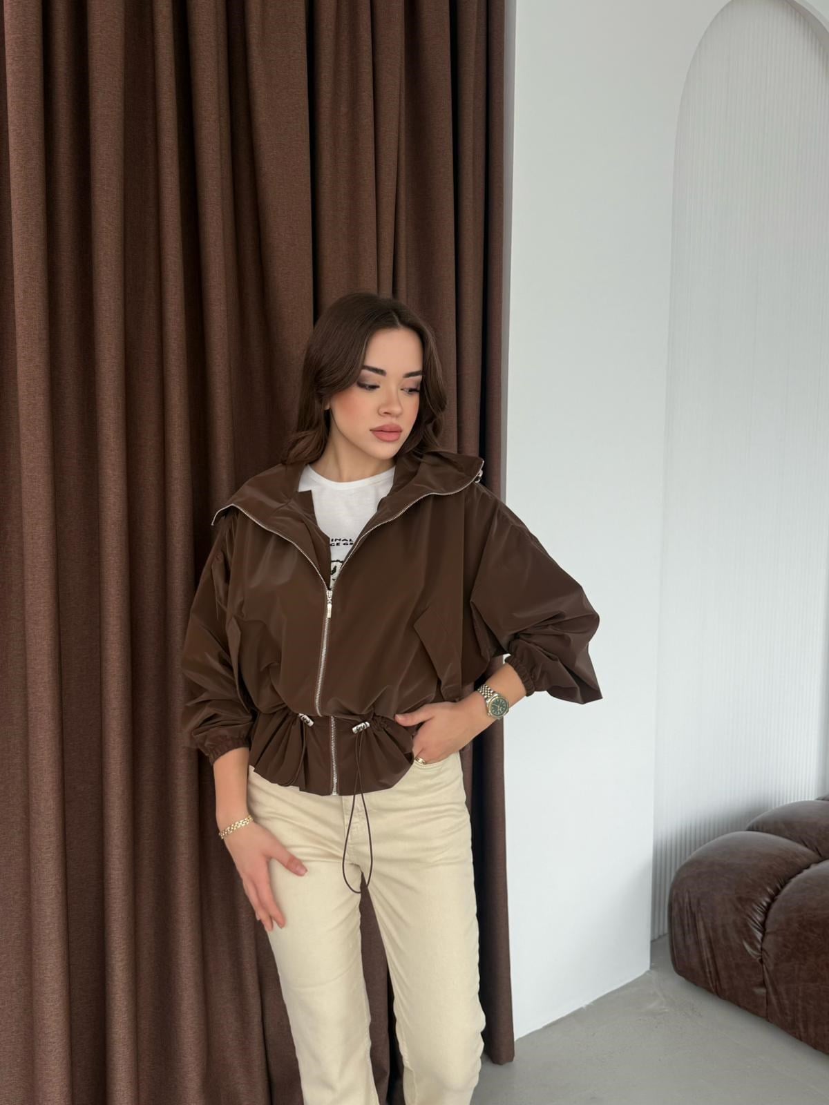 Beli Büzgülü Paraşüt Ceket