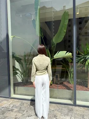 Beyaz Palazzo Model Pantolon