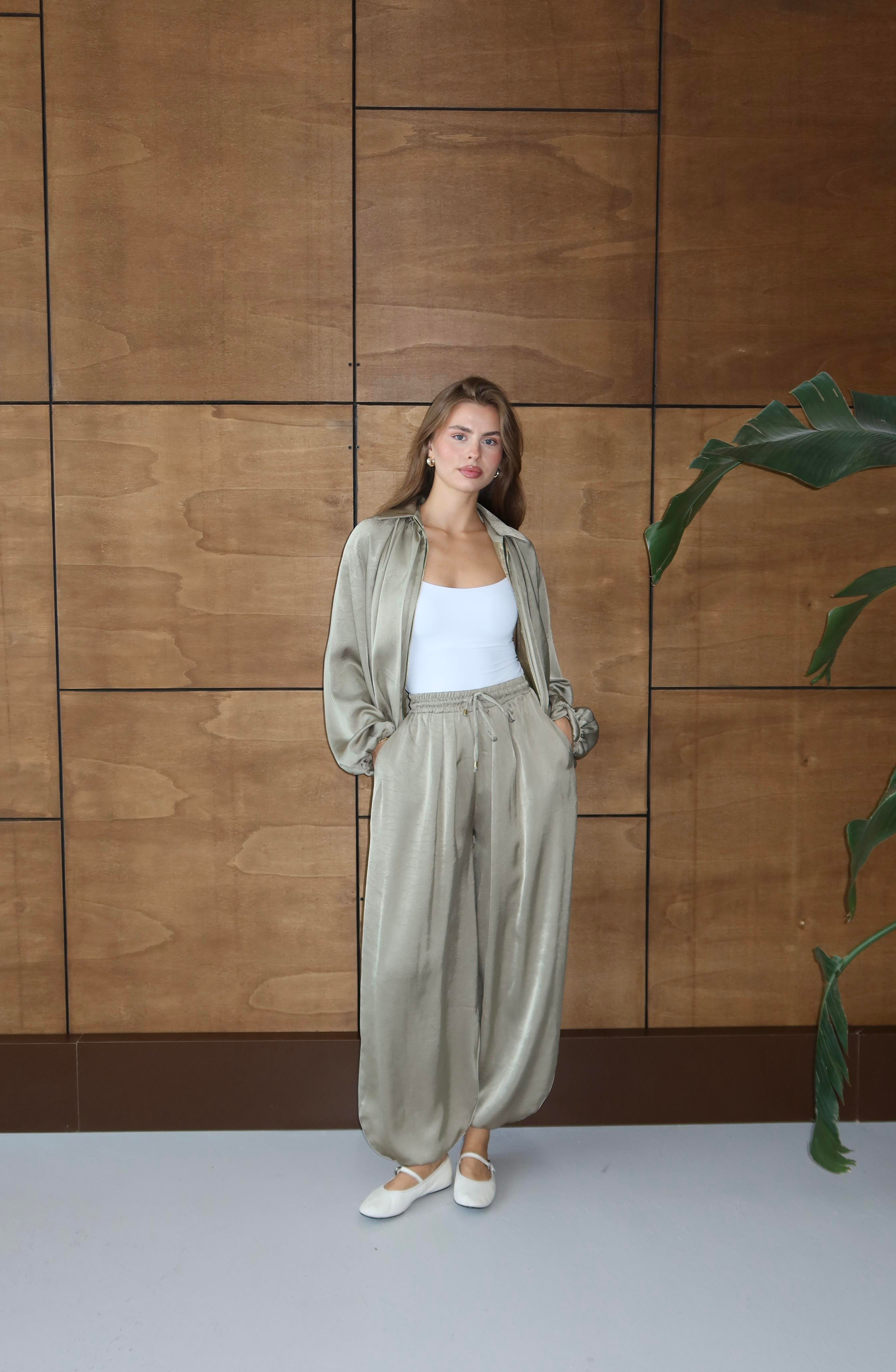Bomber Saten Pantolon