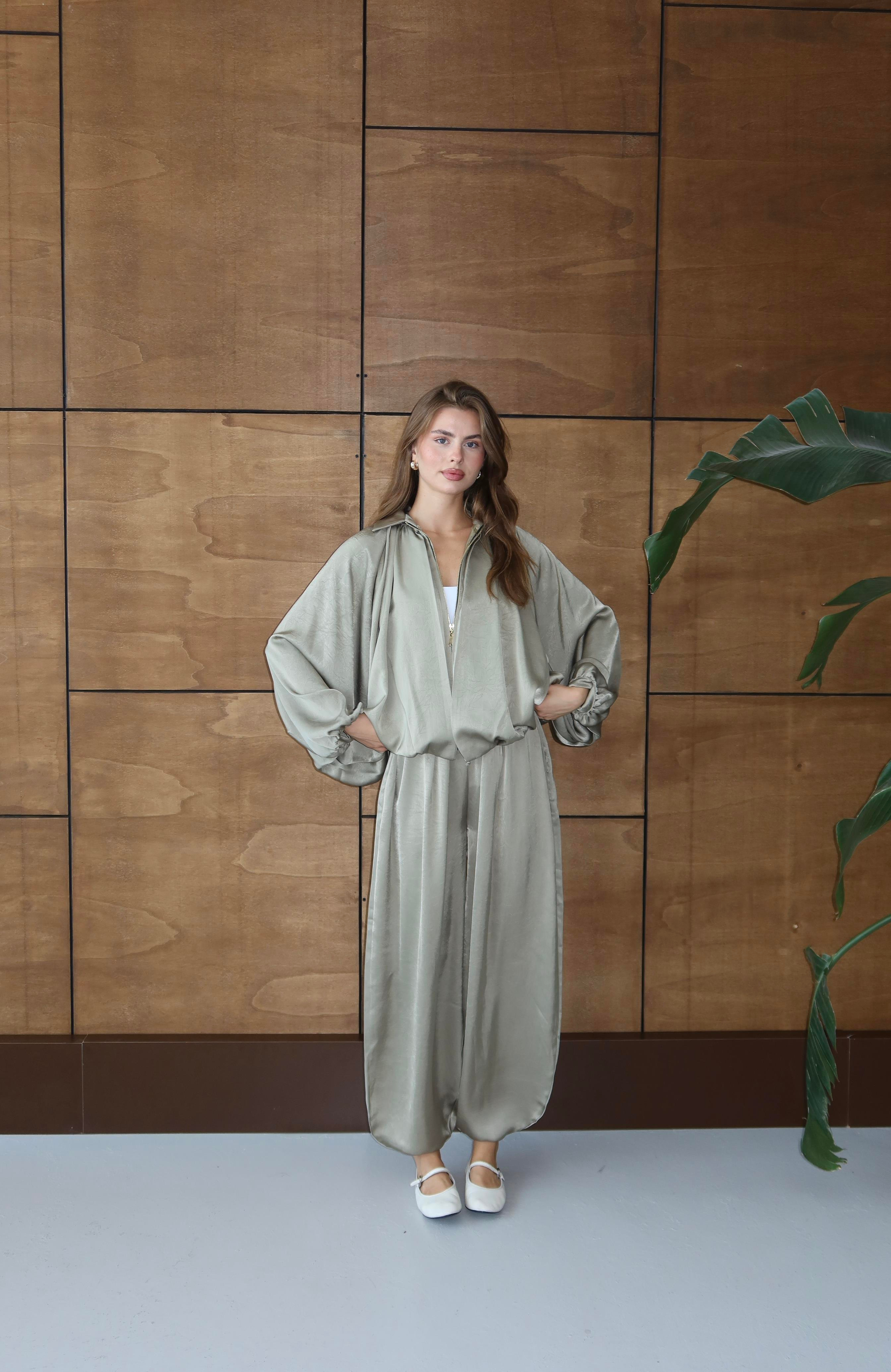 Bomber Saten Pantolon