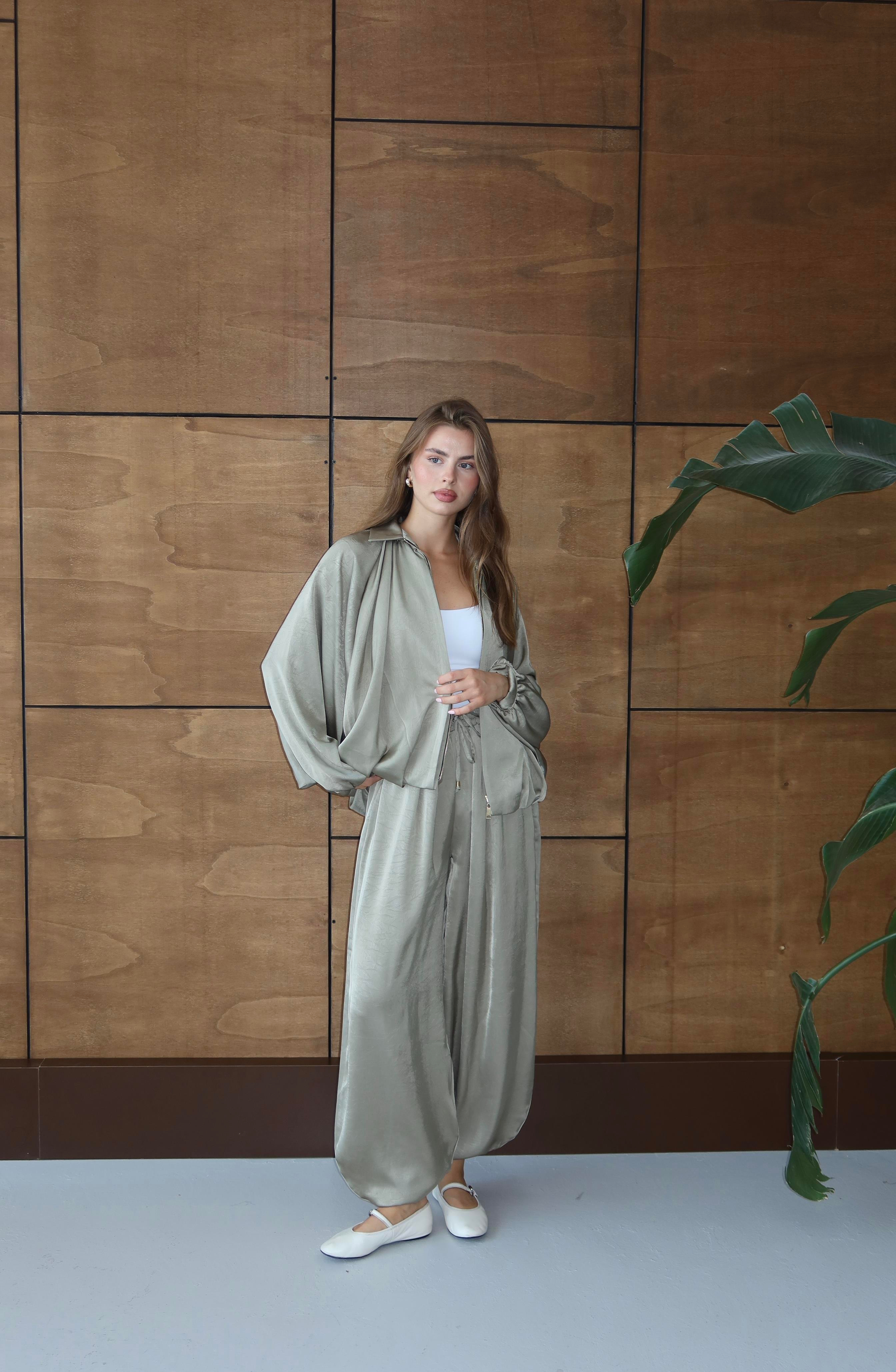 Bomber Saten Pantolon