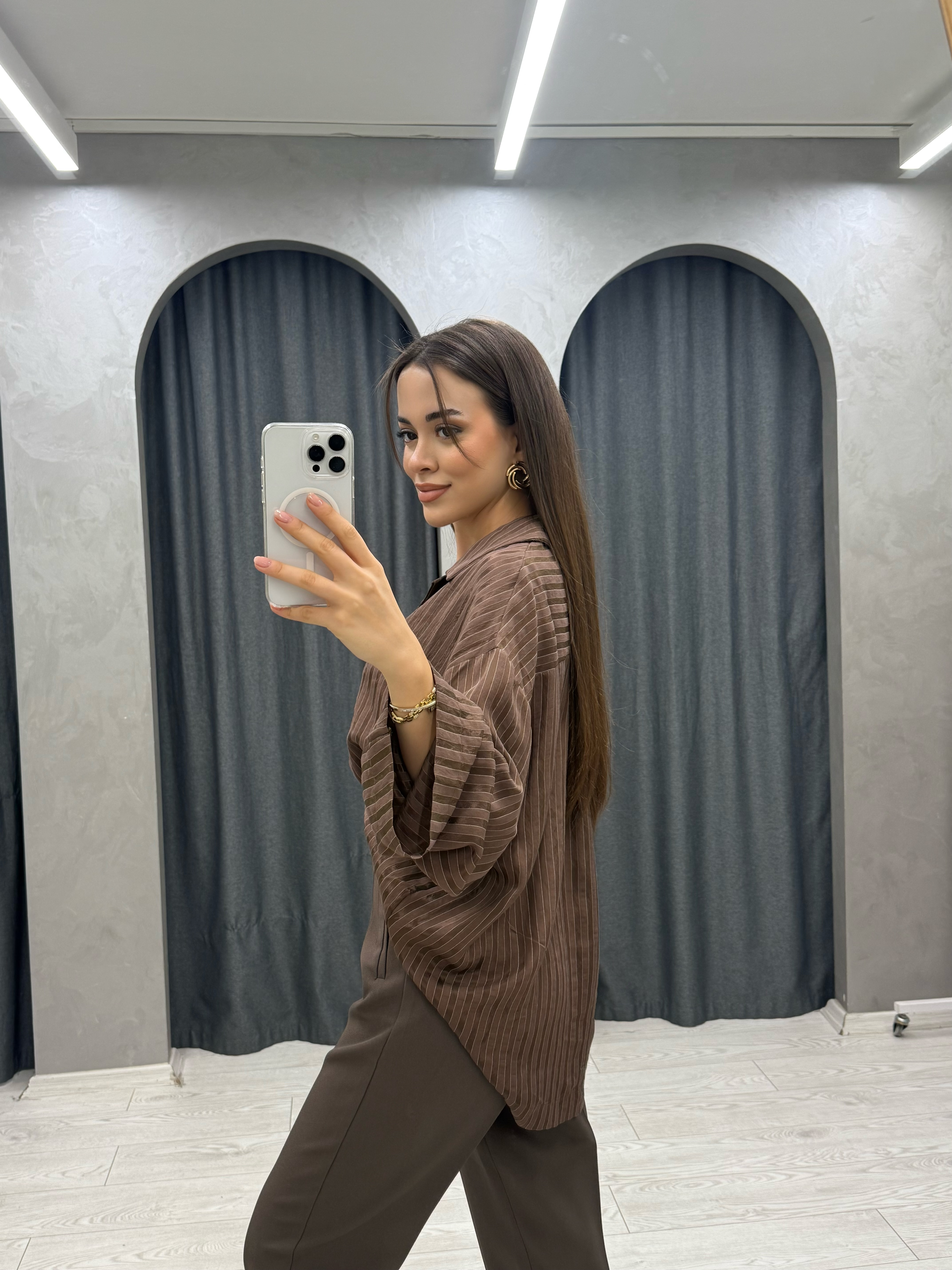 Çizgi Detay Oversize Gömlek