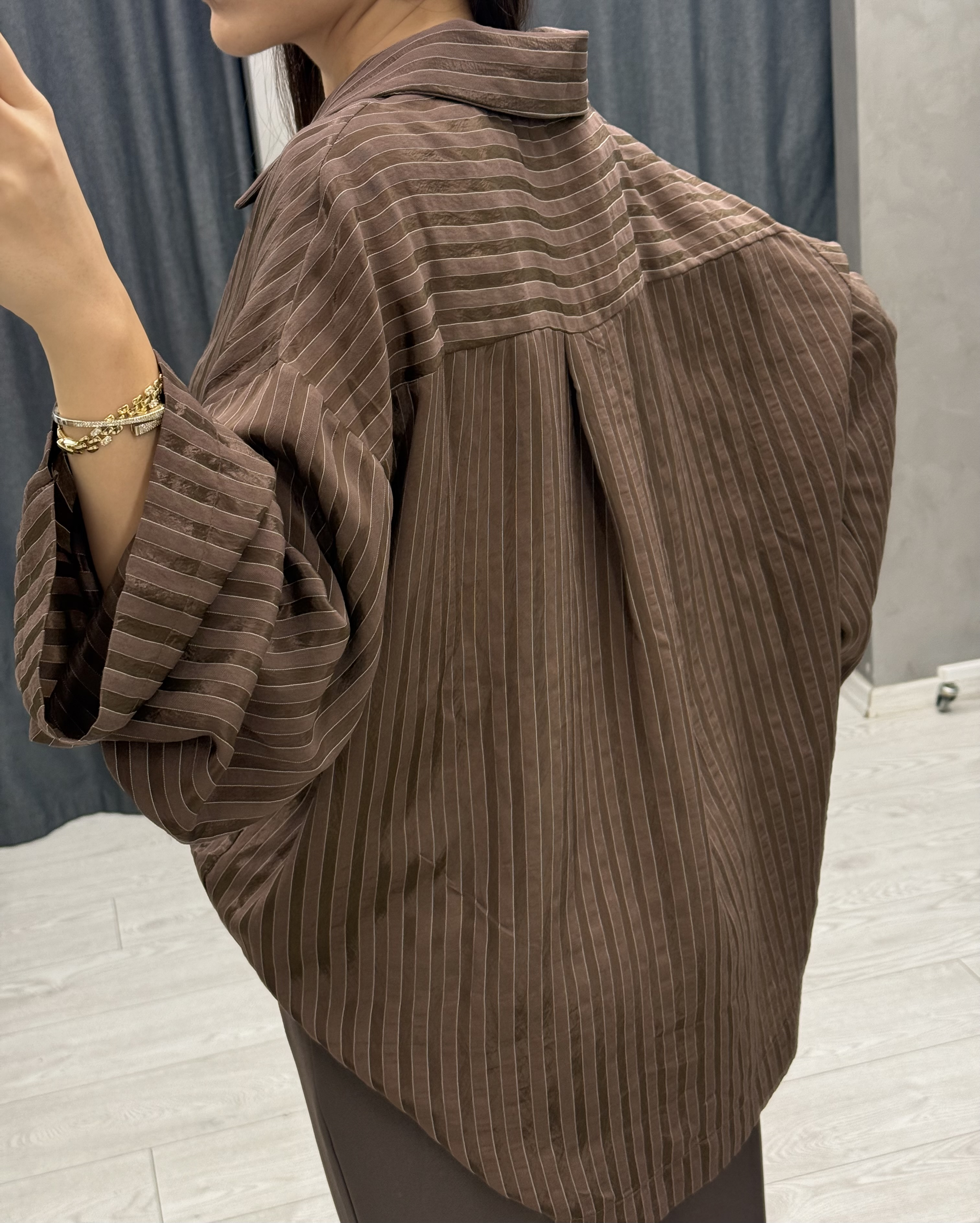 Çizgi Detay Oversize Gömlek