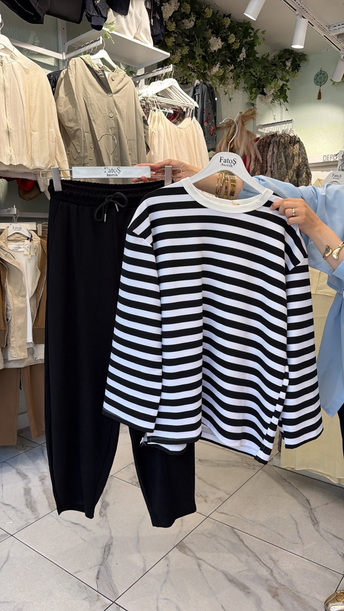Çizgili Model Sweat Tişort