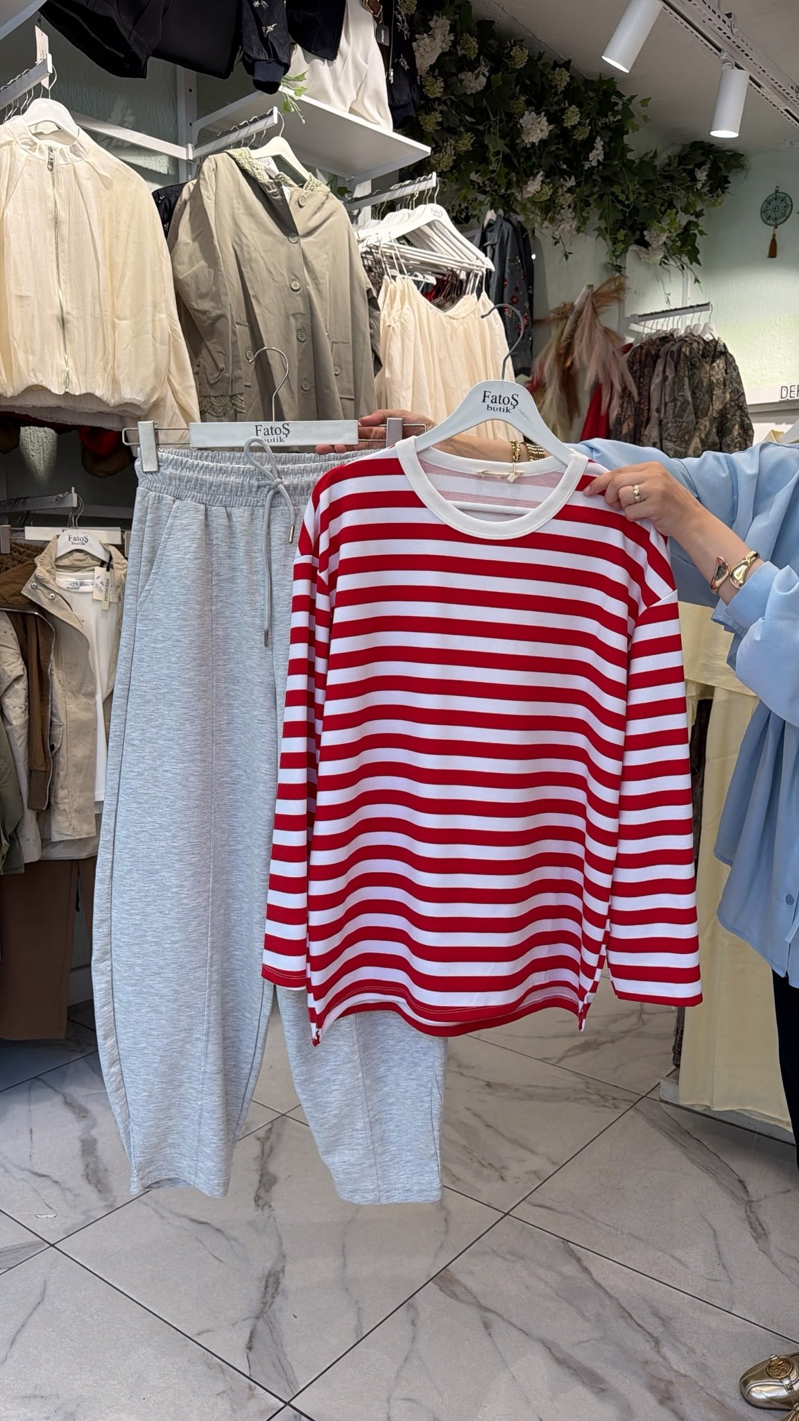 Çizgili Model Sweat Tişort