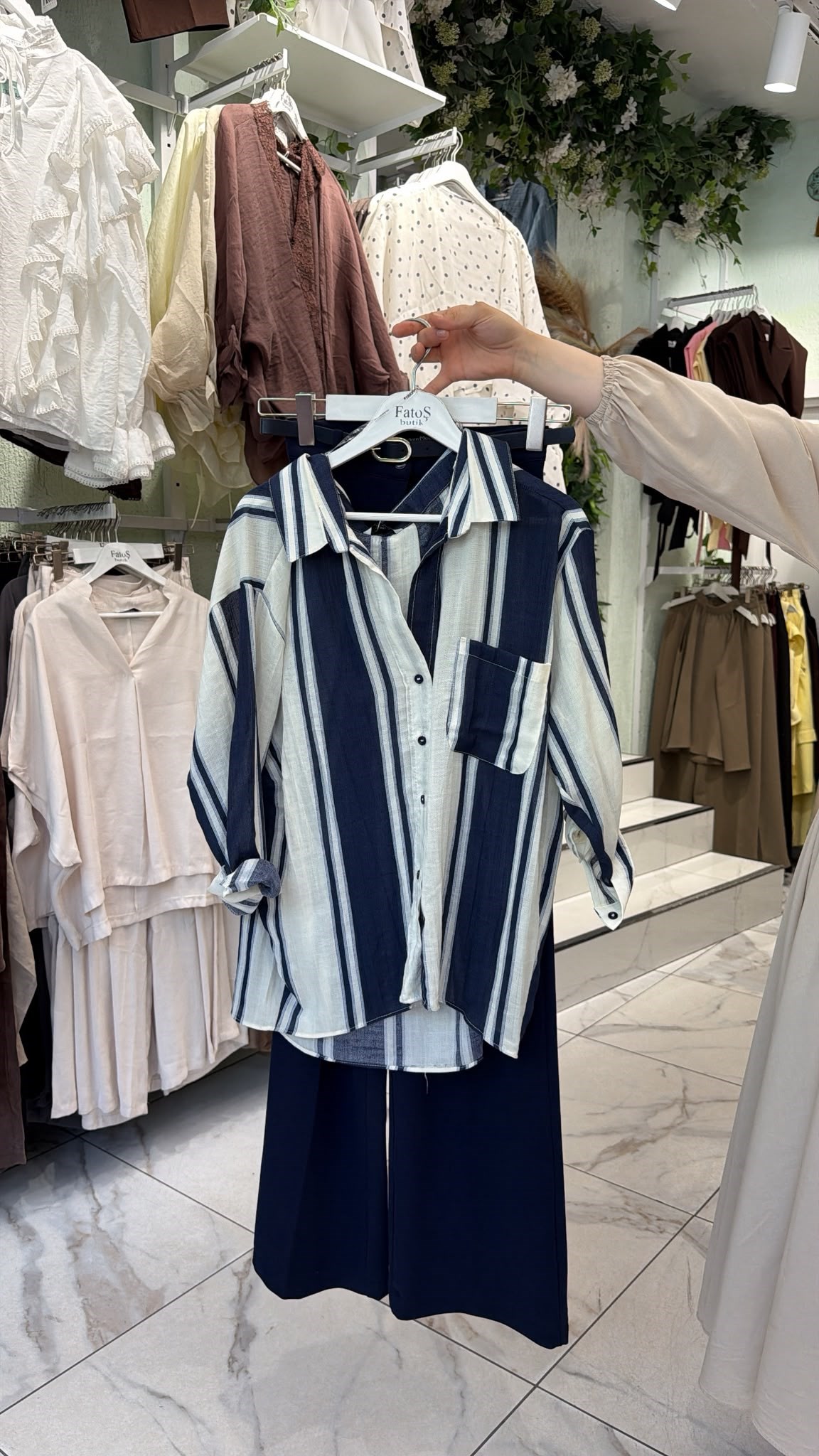 Çizgili Oversize Gömlek