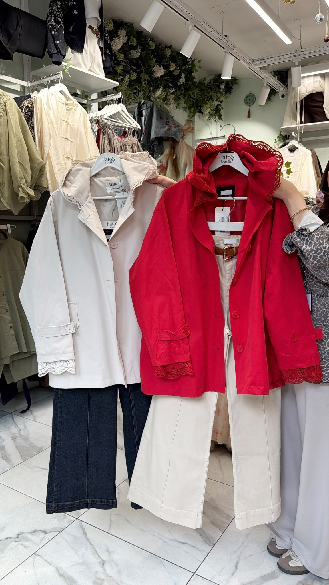 Dantel Detay Oversize Premium Trenç