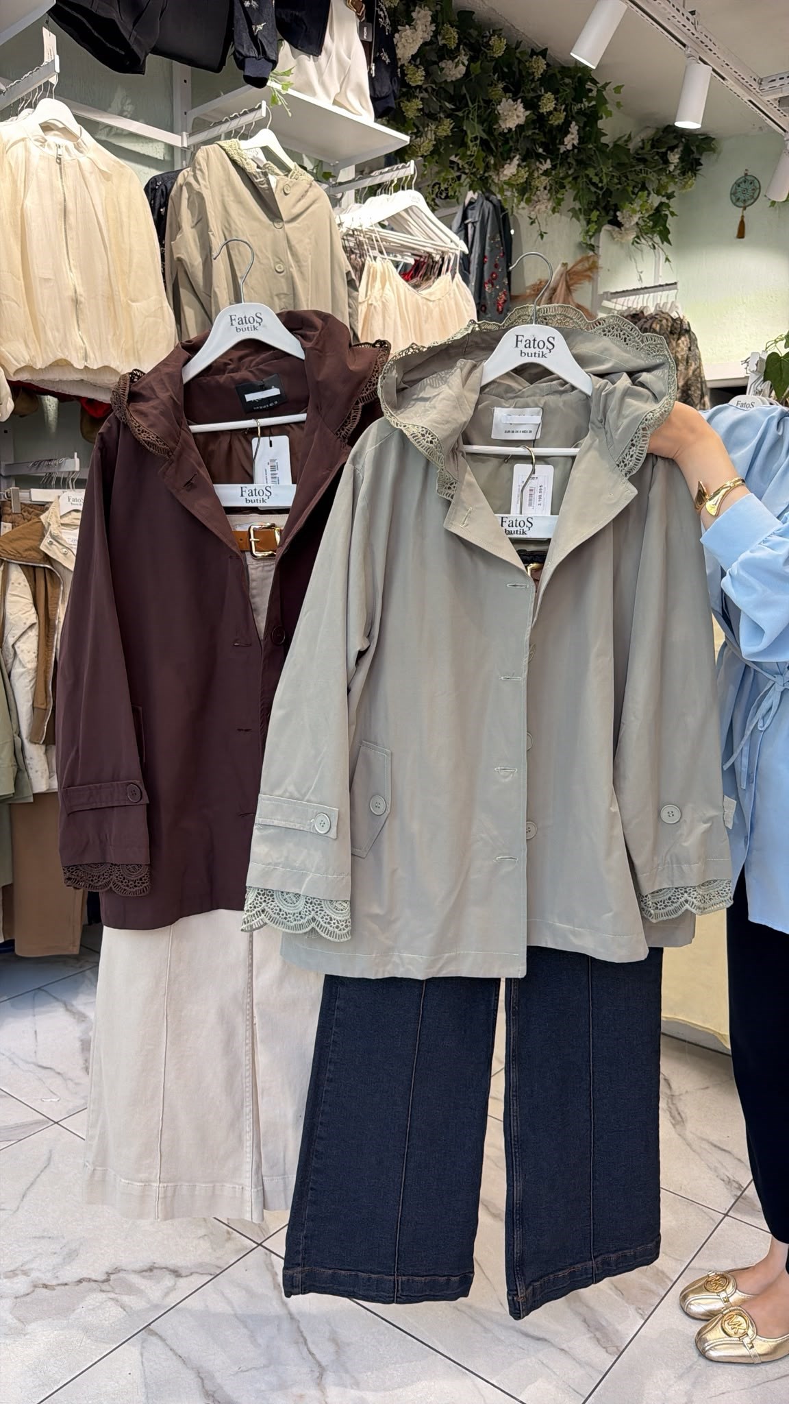 Dantel Detay Oversize Premium Trenç