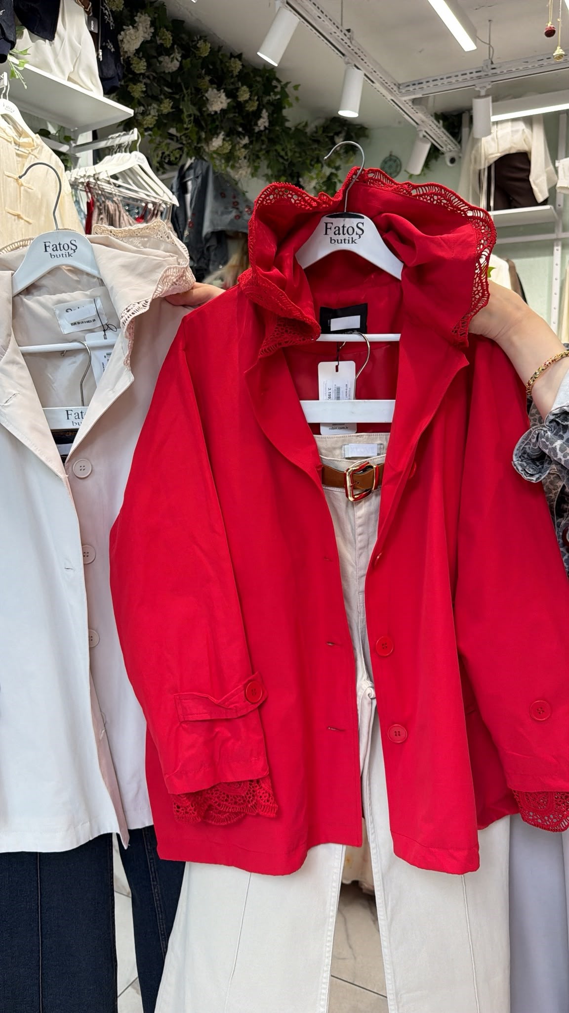Dantel Detay Oversize Premium Trenç