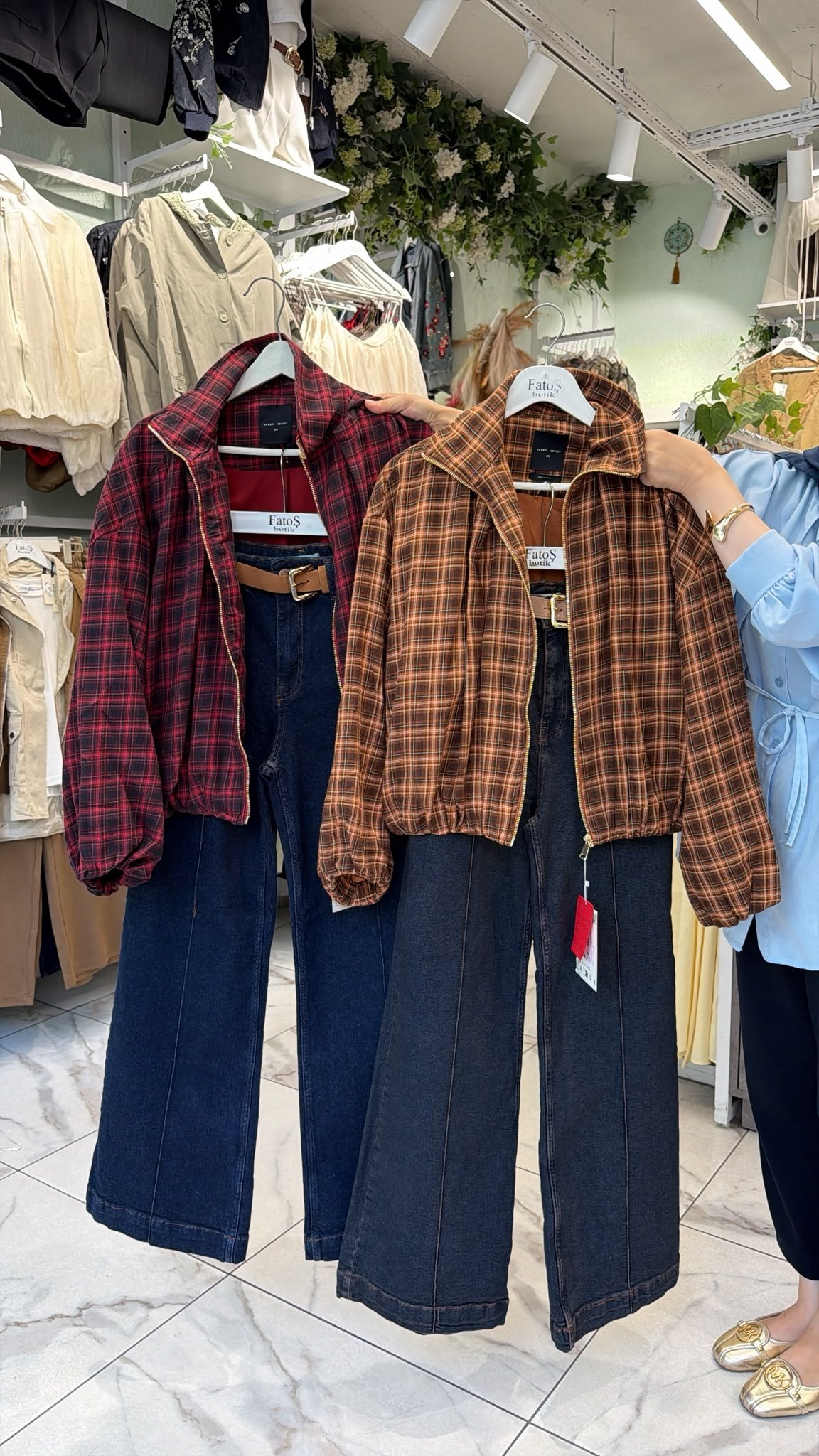 Ekose Desen Altı Lastikli Ceket