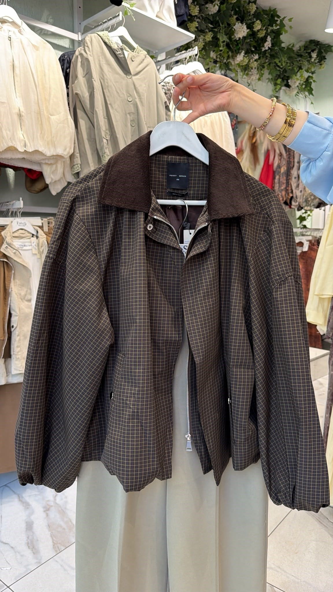 Ekose Desen Oversize Ceket