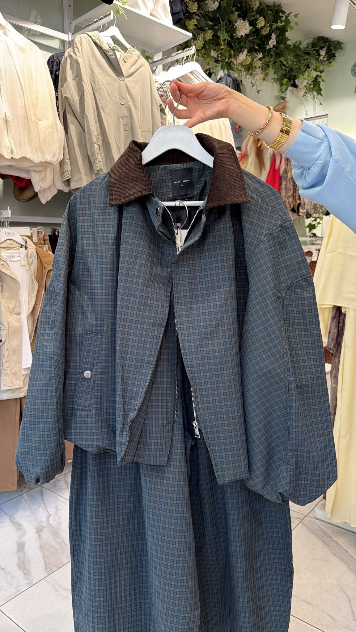 Ekose Desen Oversize Ceket