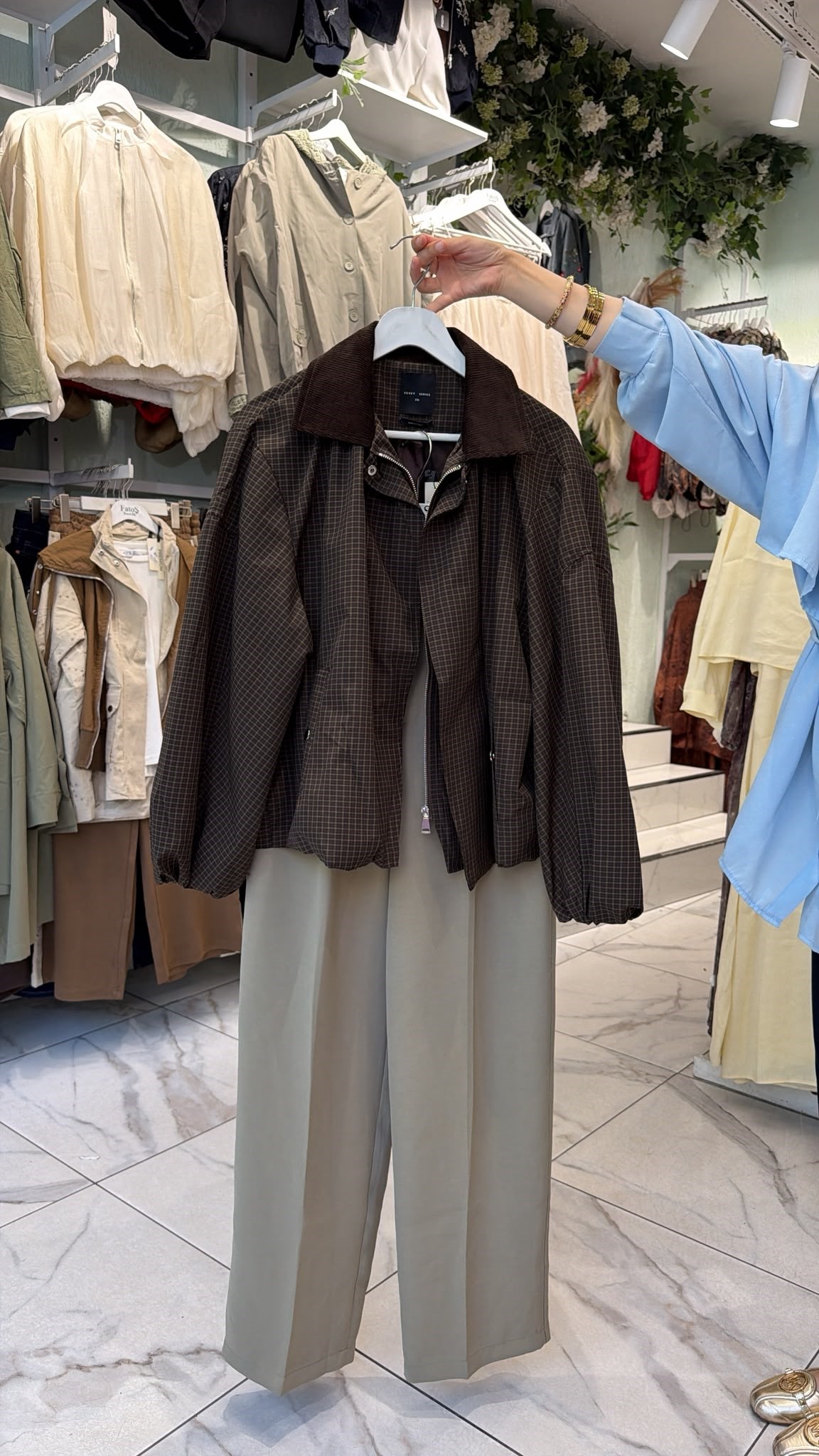 Ekose Desen Oversize Ceket
