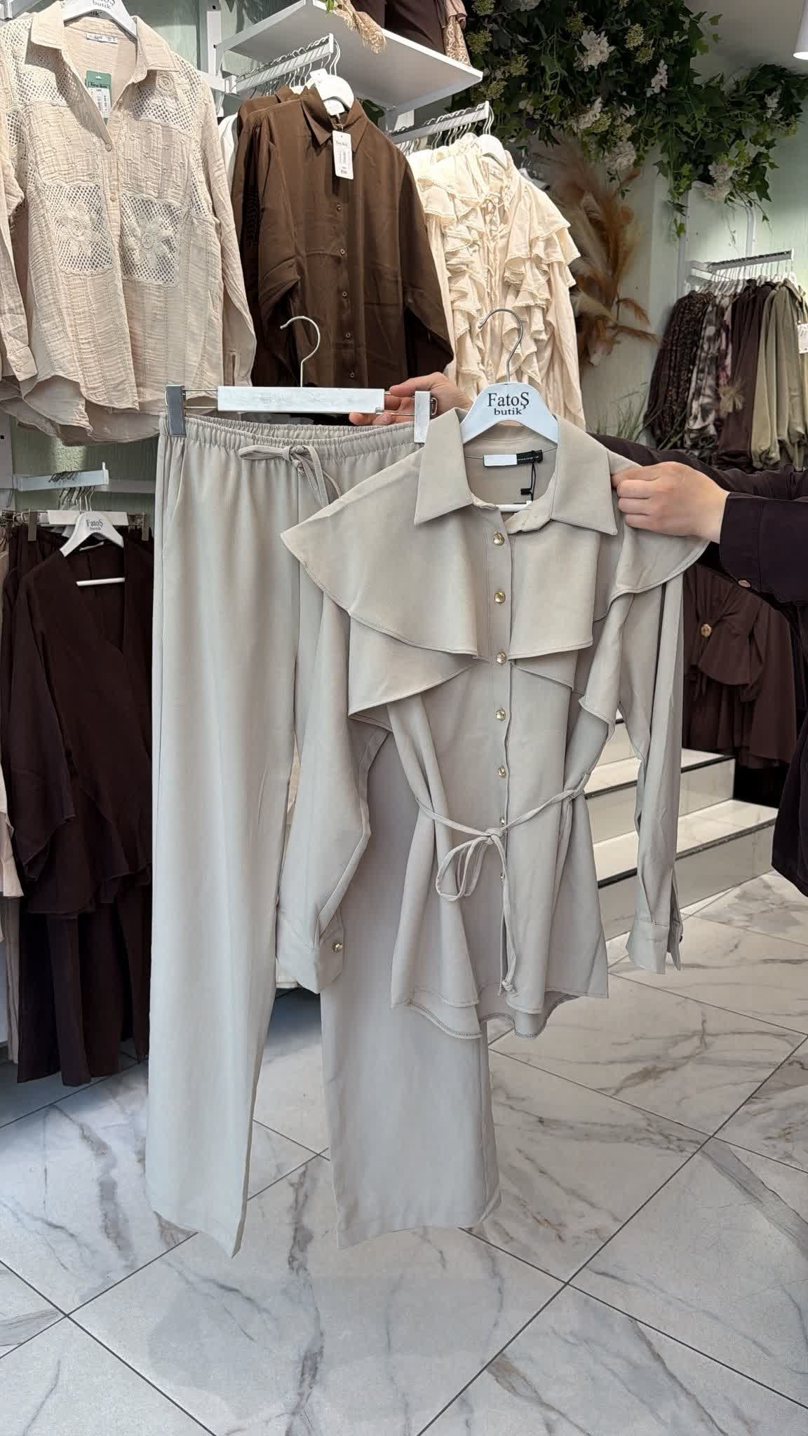 Fırfırlı Gömlek Pantolon Takım
