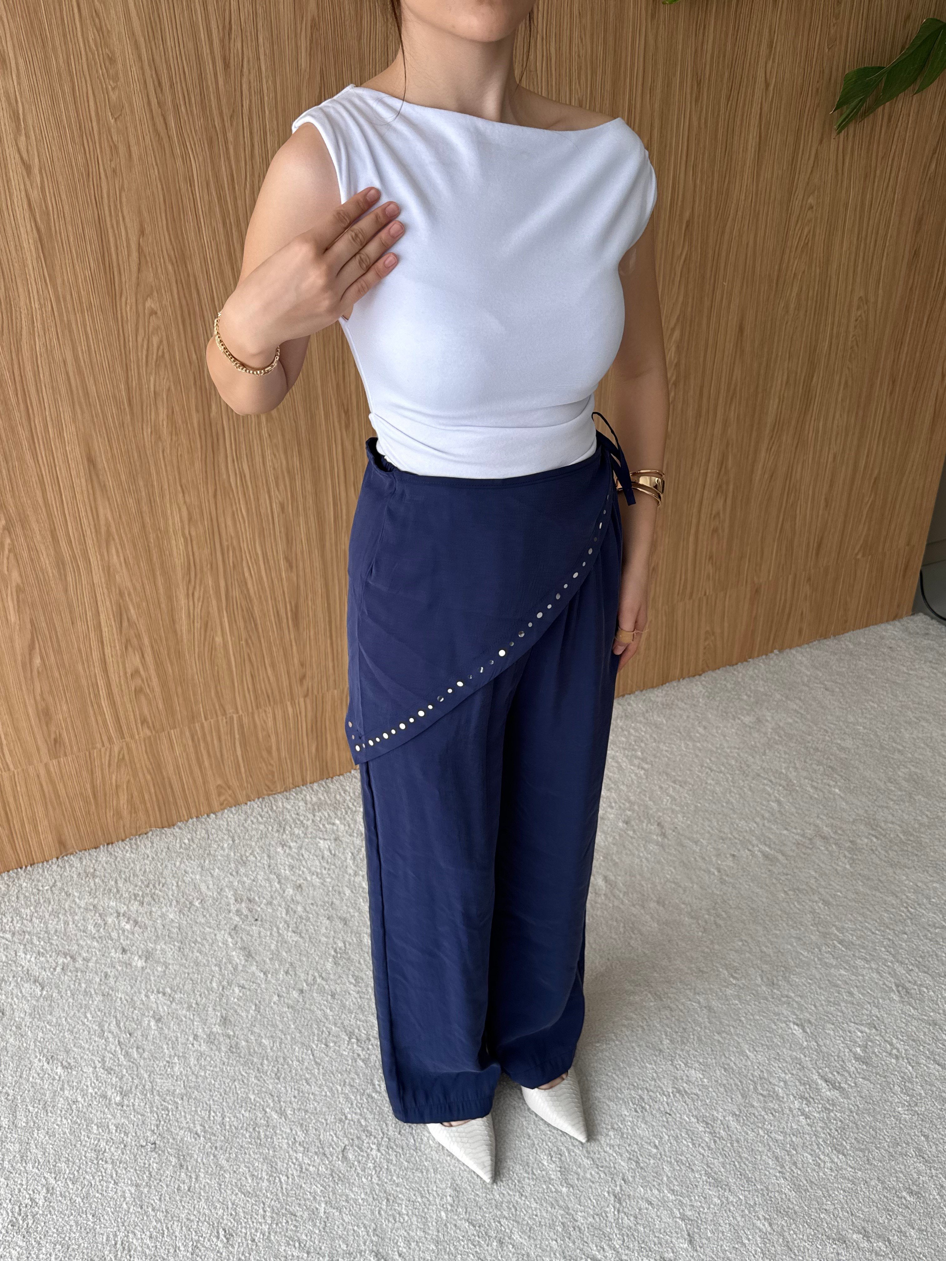 Fularlı Tasarım Pantolon