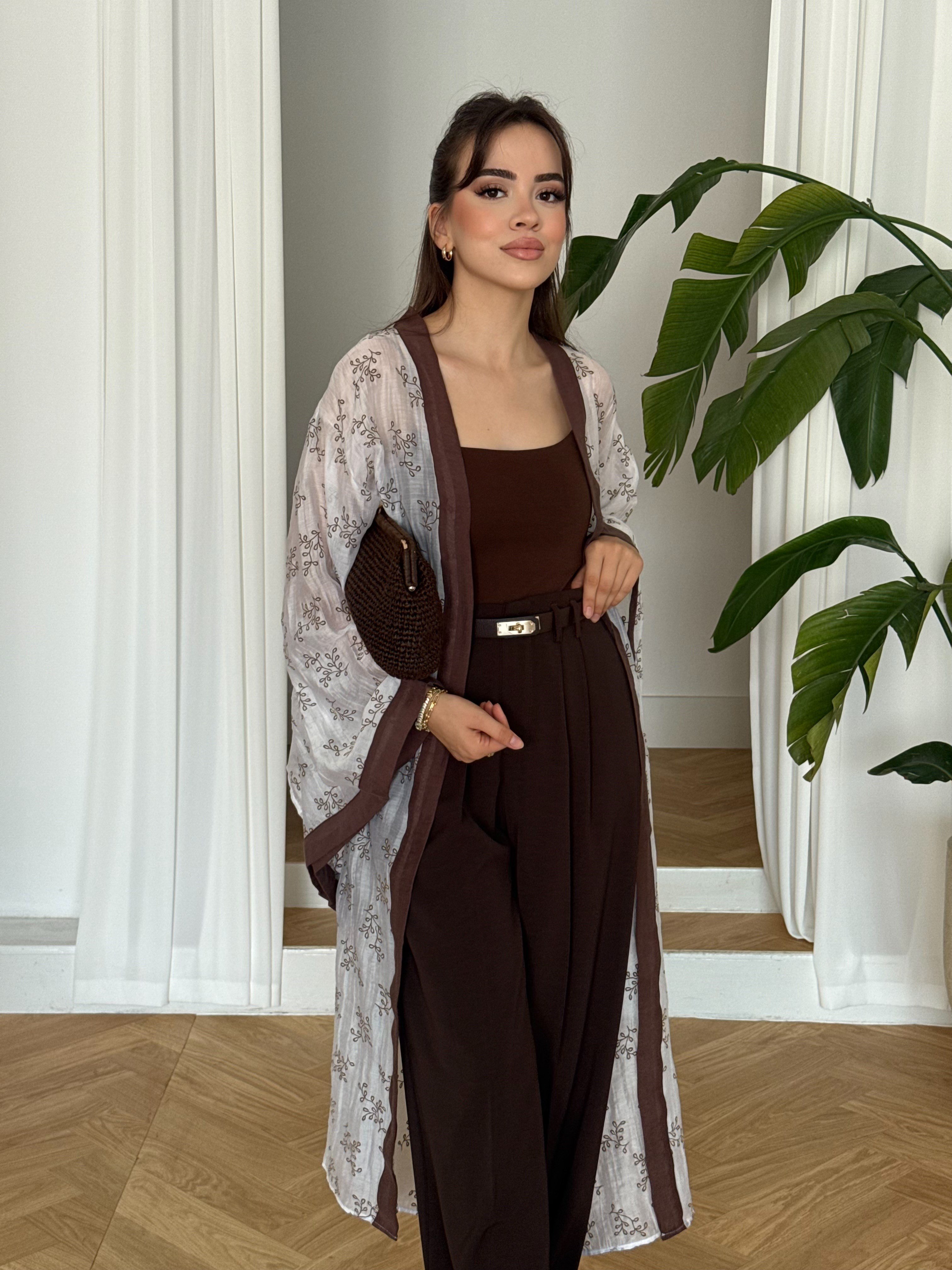 Kemerli Çift Pileli Pantolon