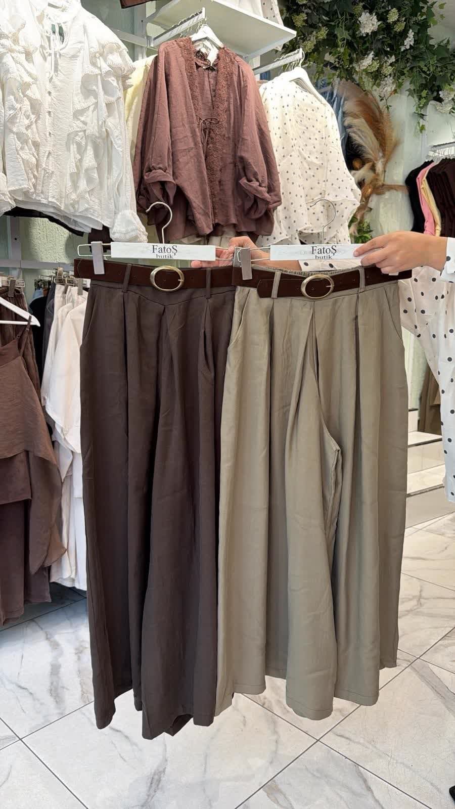 Kemerli Tensel Pantolon