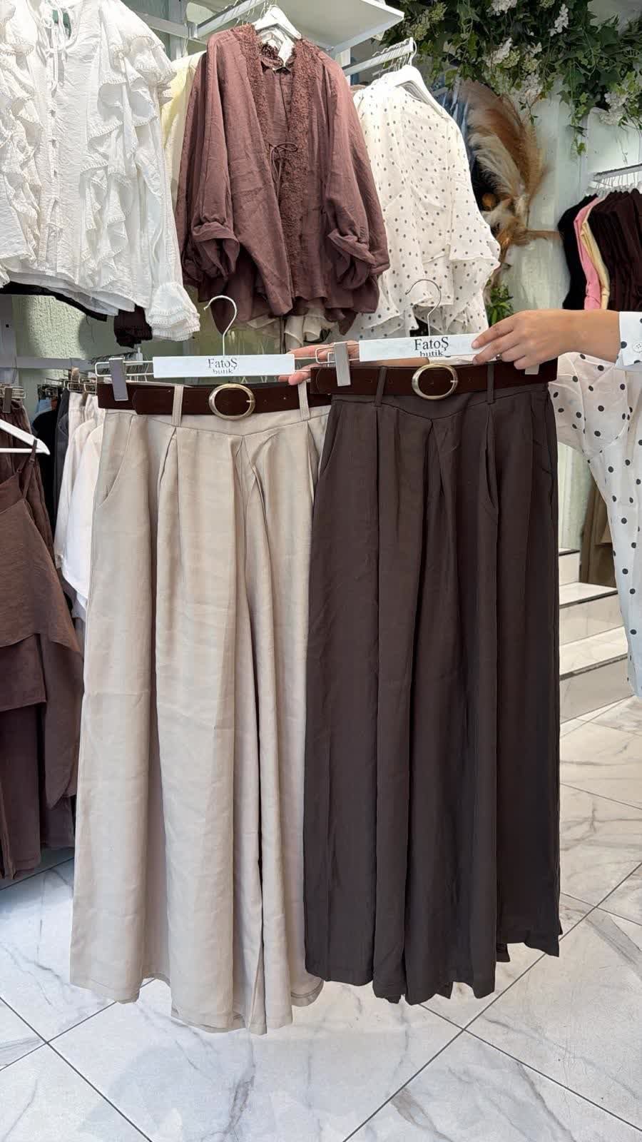 Kemerli Tensel Pantolon