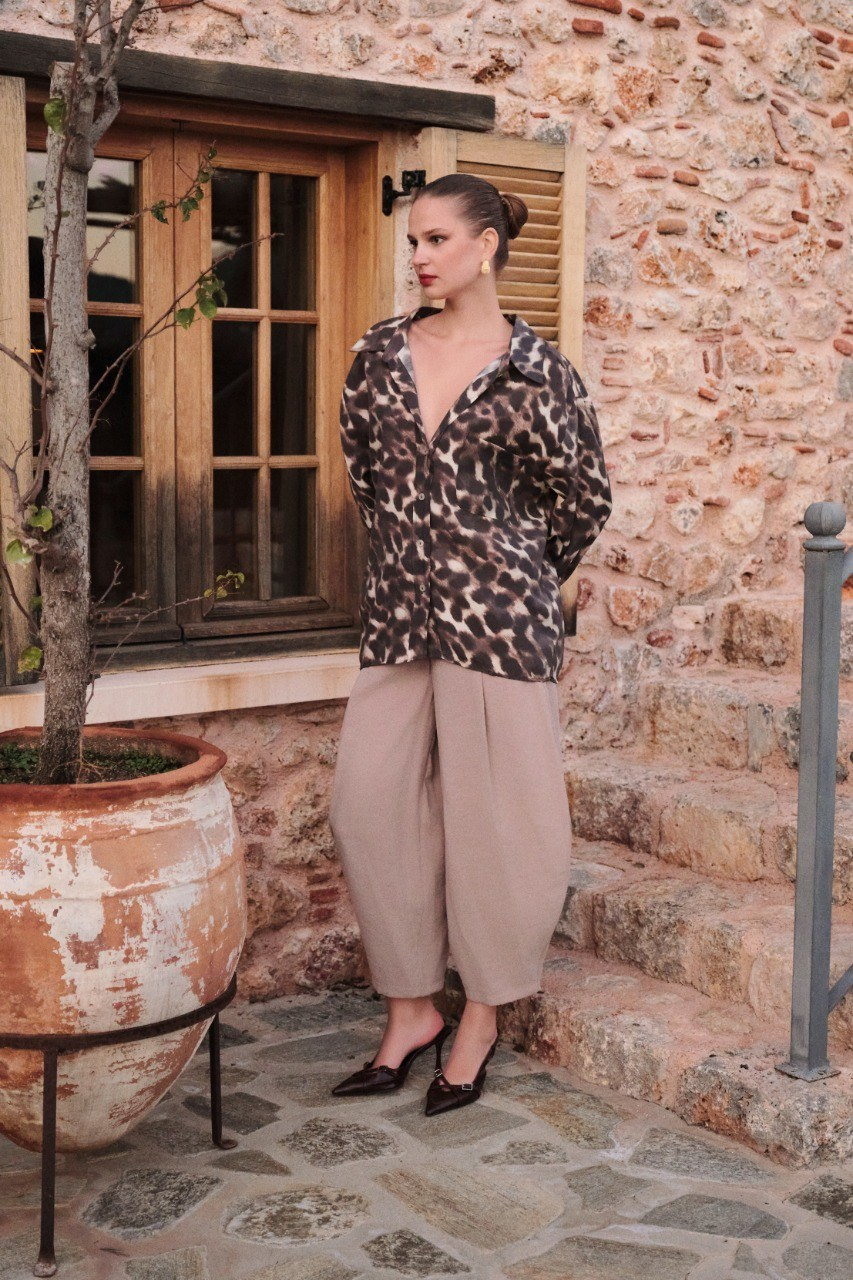 Leopar Desenli Oversize Gömlek