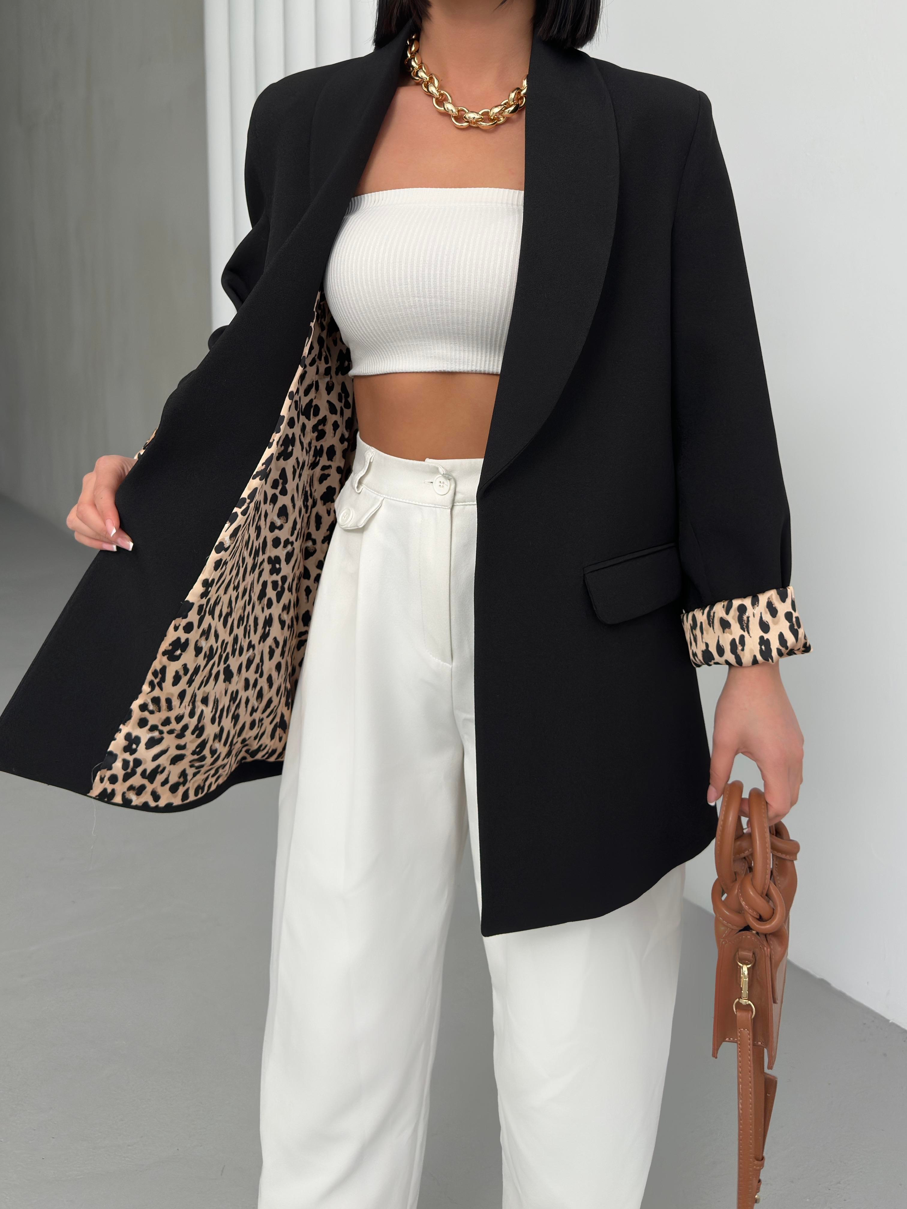 Leopar Detay Ceket 