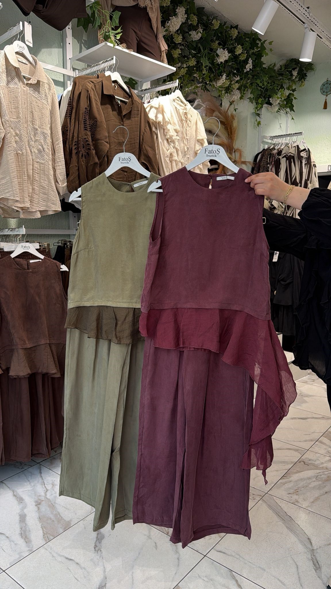Pelerin Detay Bluz Pantolon Takım