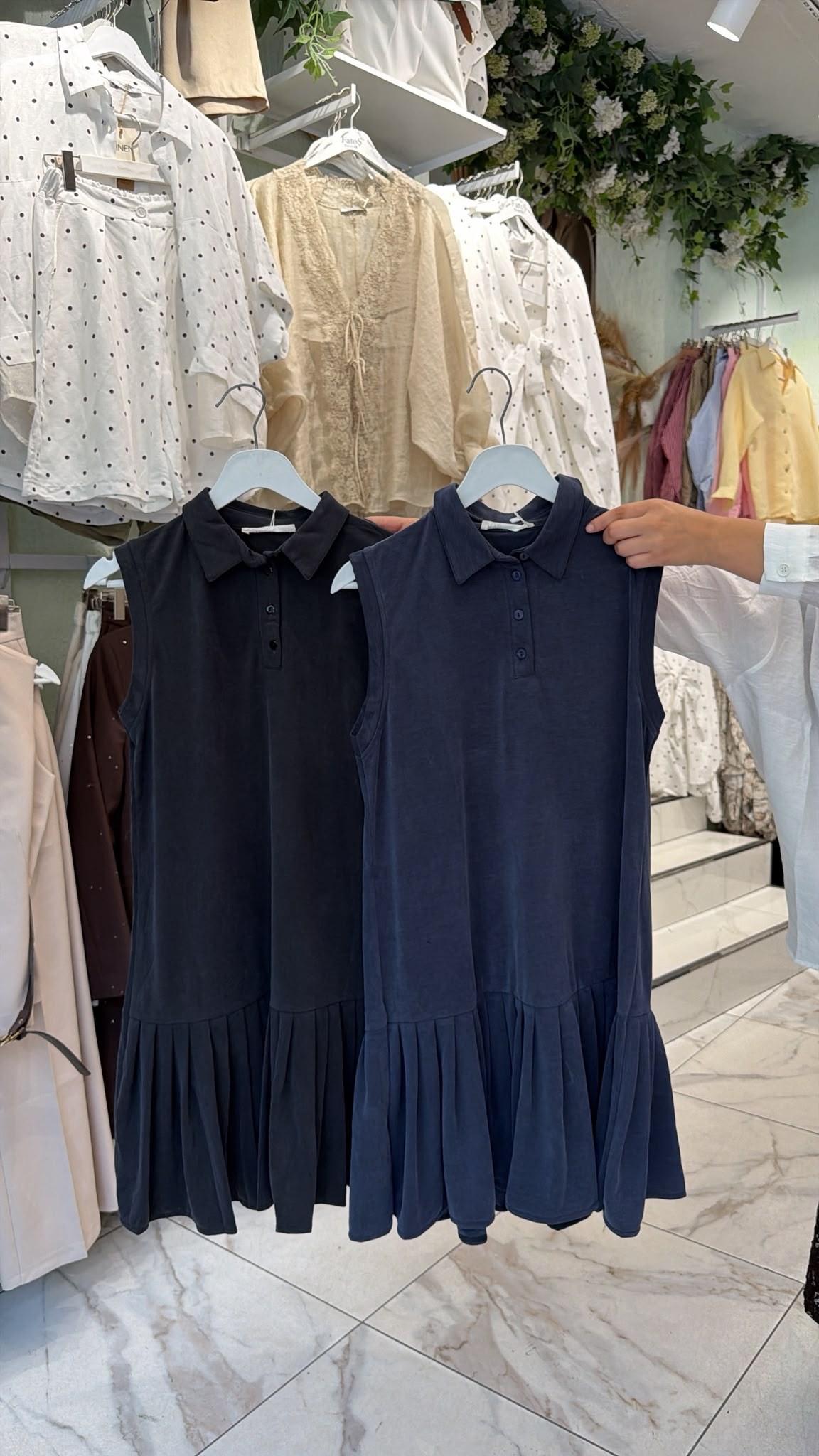Polo Yaka Fırfır Detay Modal Elbise
