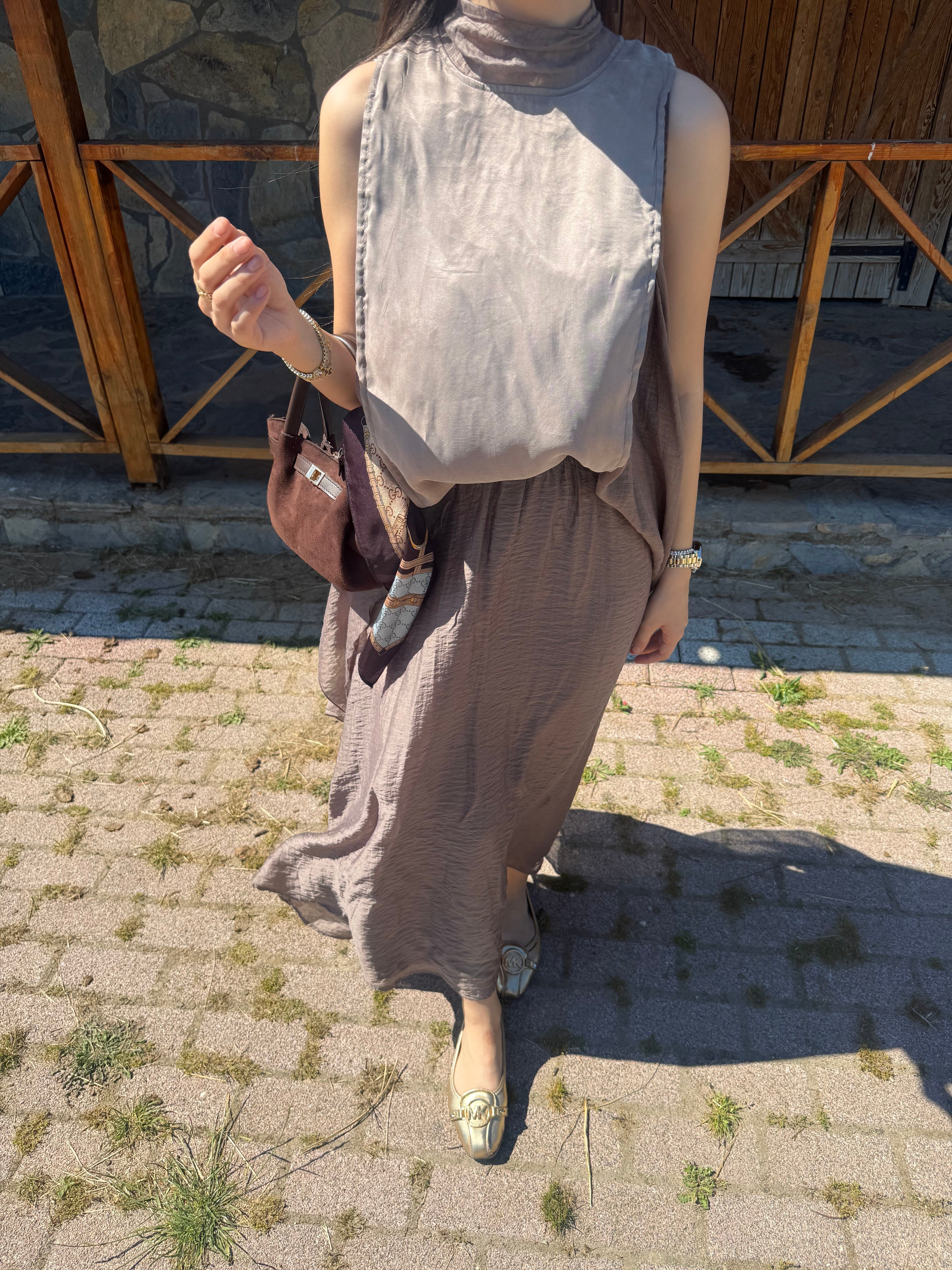 Şal Yaka Bluz Etek Takım