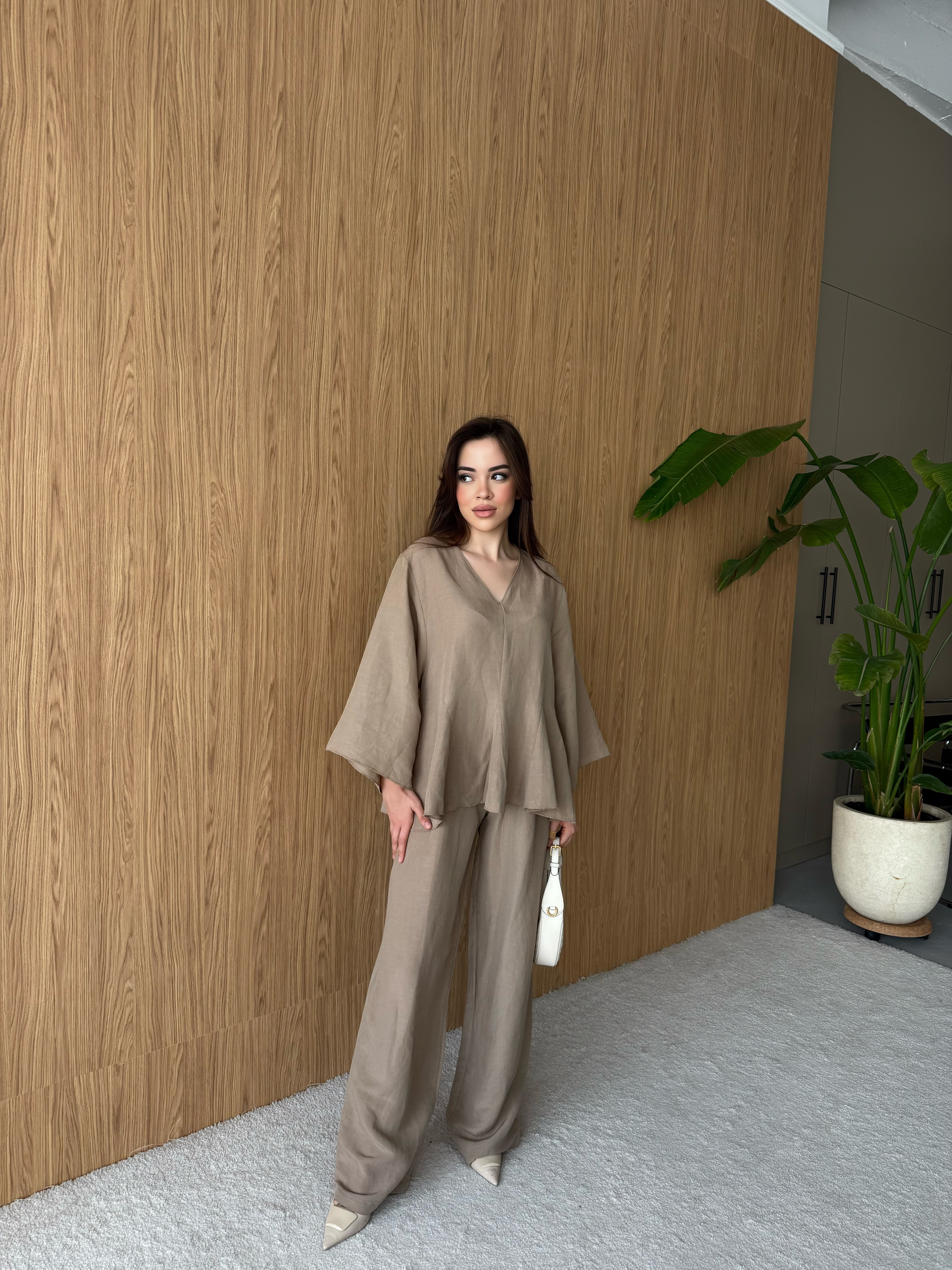 Volanlı Bluz Pantolon Takım