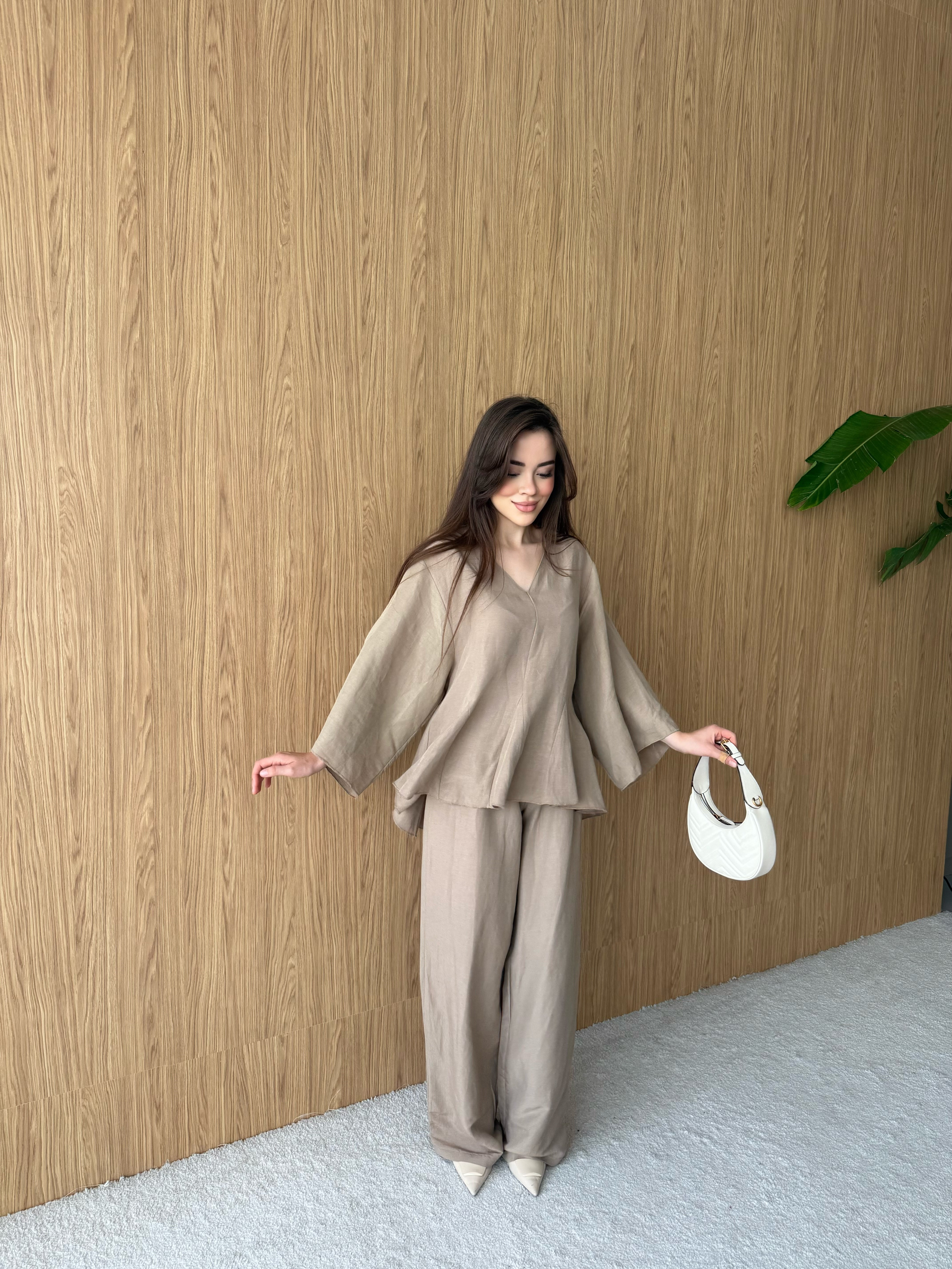 Volanlı Bluz Pantolon Takım