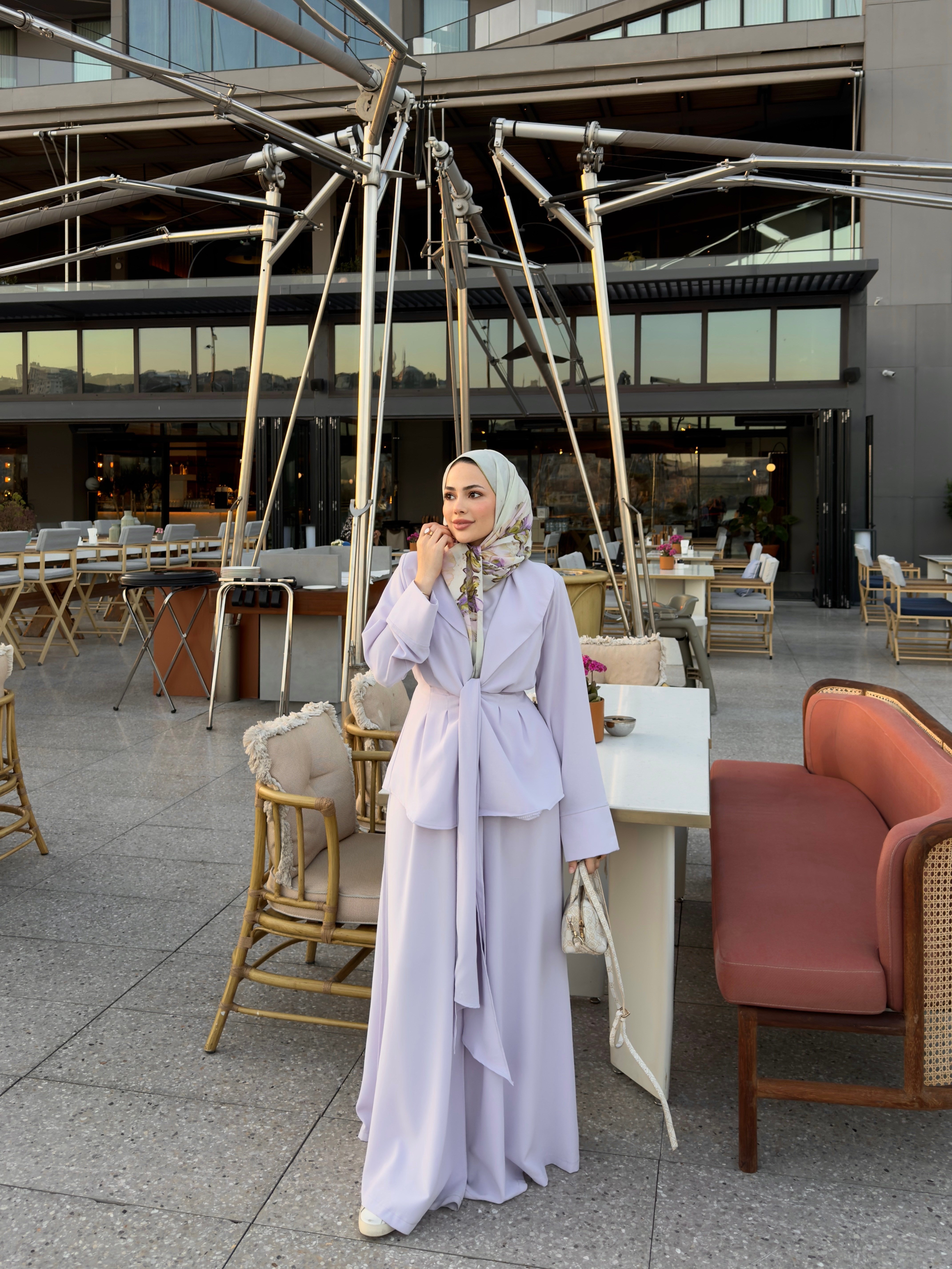 Belden Oturtmalı Kuşaklı Takım Lila