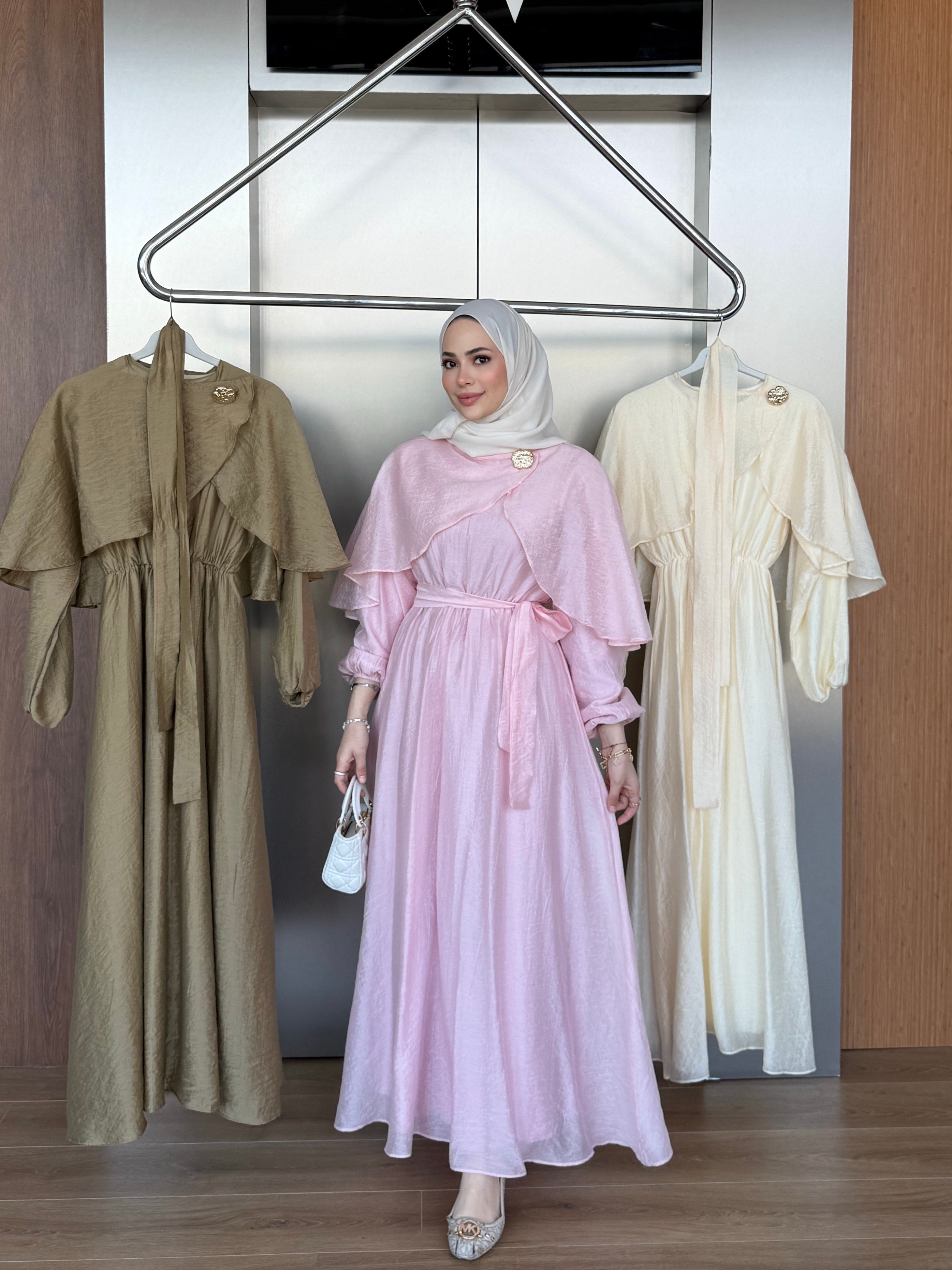 Bolero Detaylı Elbise Pembe