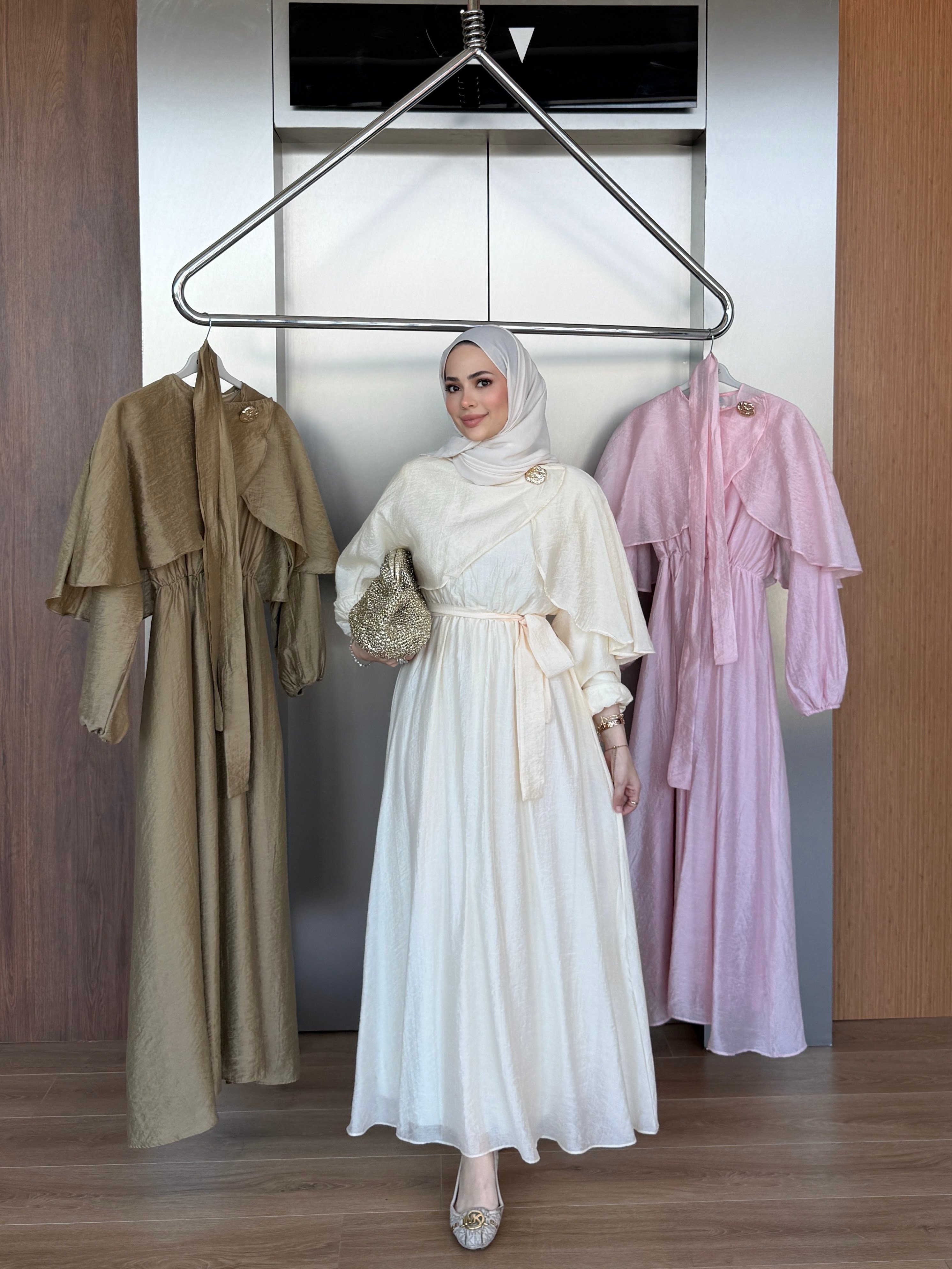 Bolero Detaylı Elbise Sarı