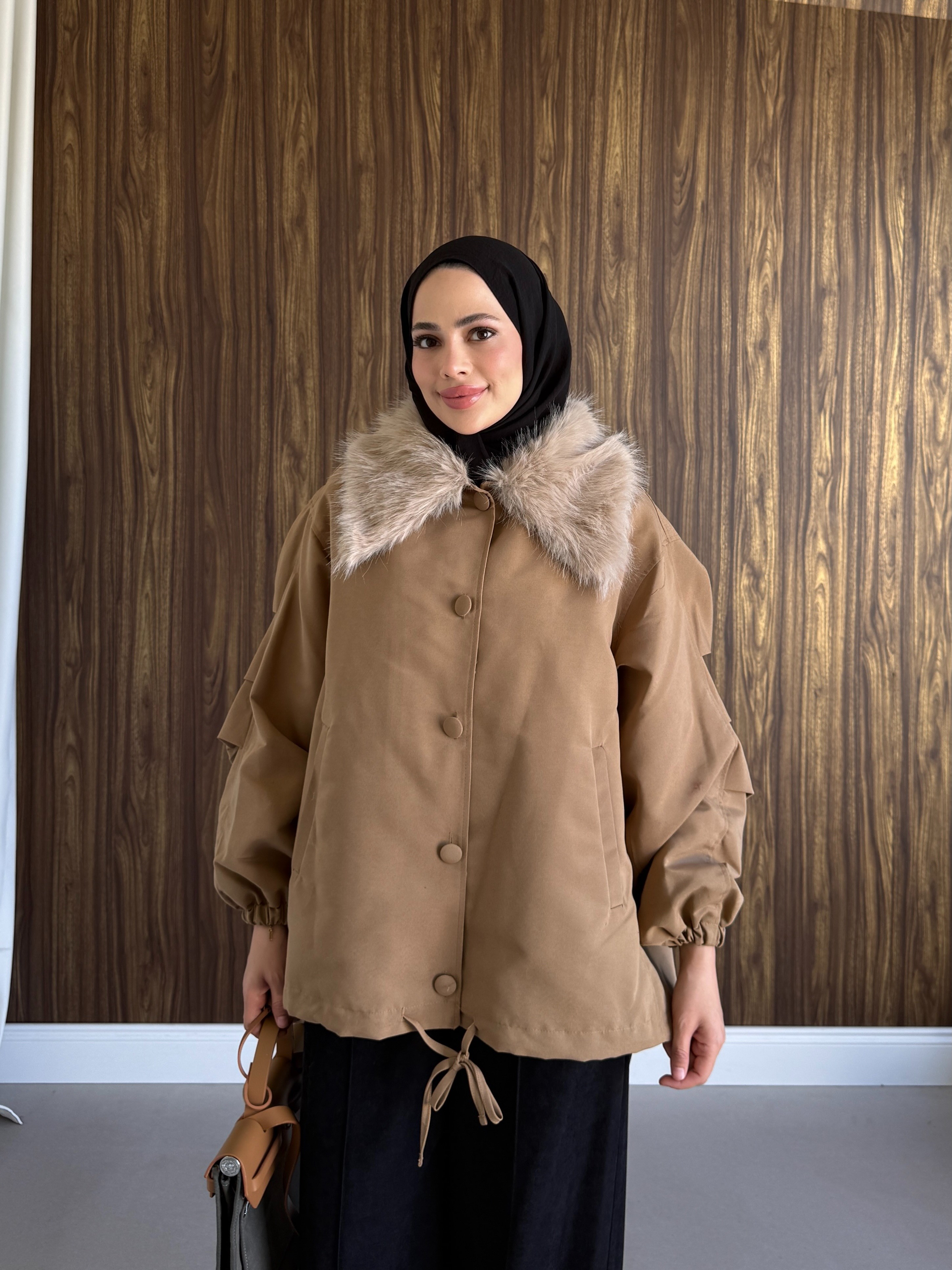 Bomber Kürklü Ceket Karamel