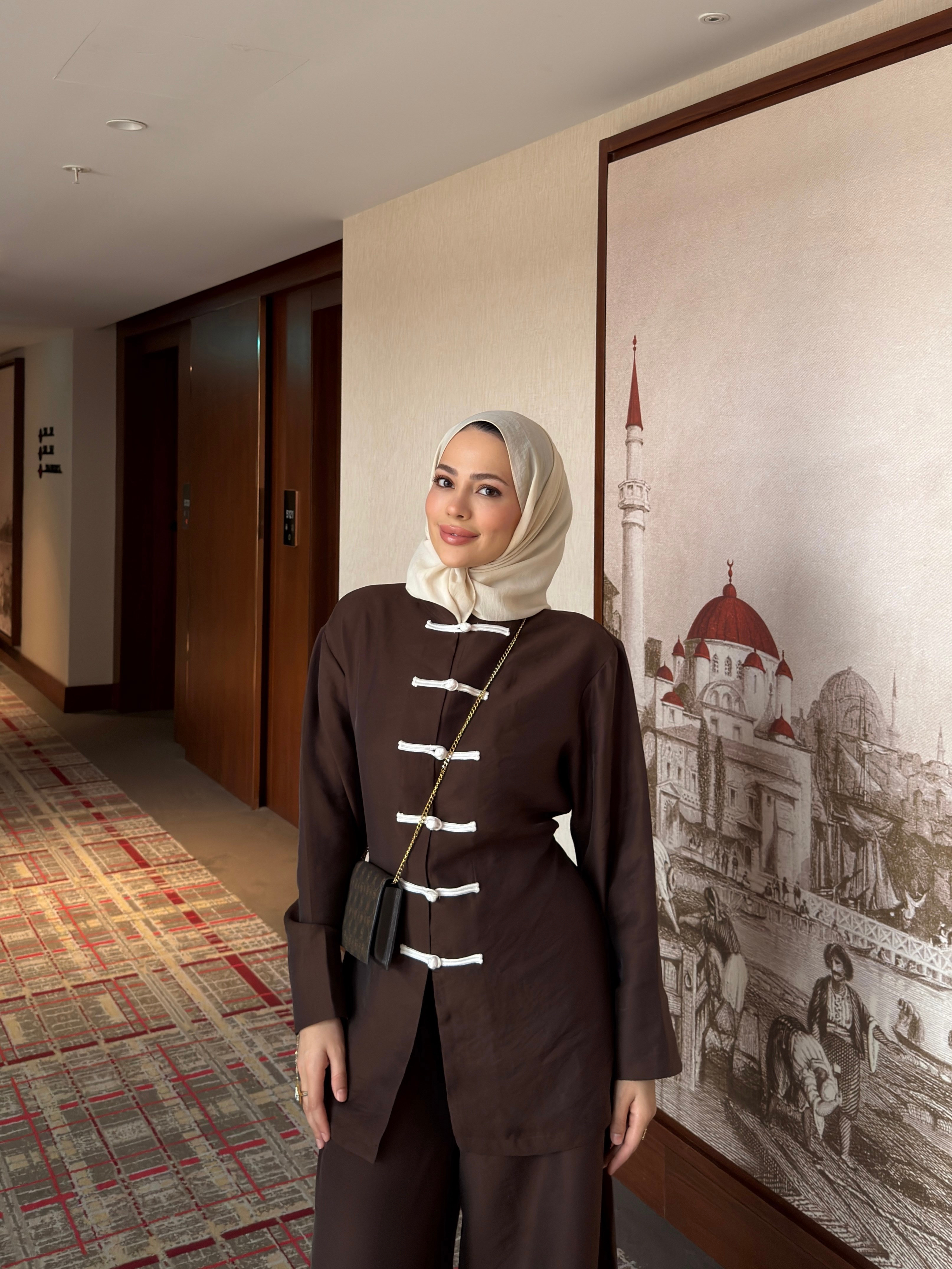 Brit Düğmeli Pantolon Takım Kahve