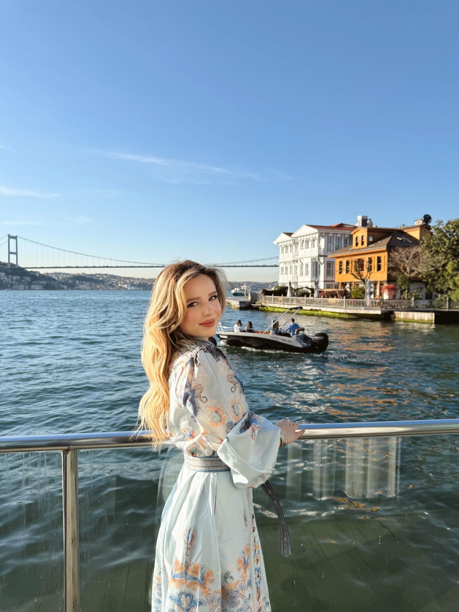 Çiçekli Özel Tasarım Elbise Mavi